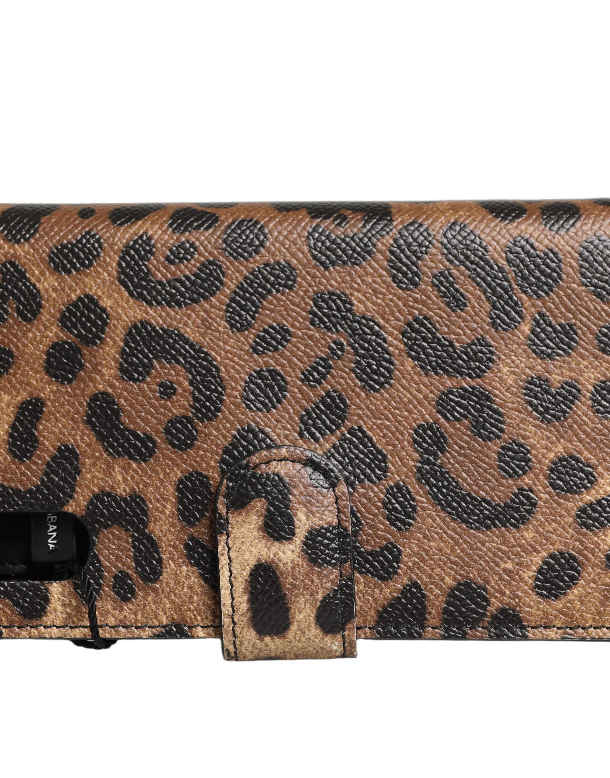 Dolce & Gabbana Flip Cover Brown Leopard Crystal iPhone X - XS Case Dolce & Gabbana