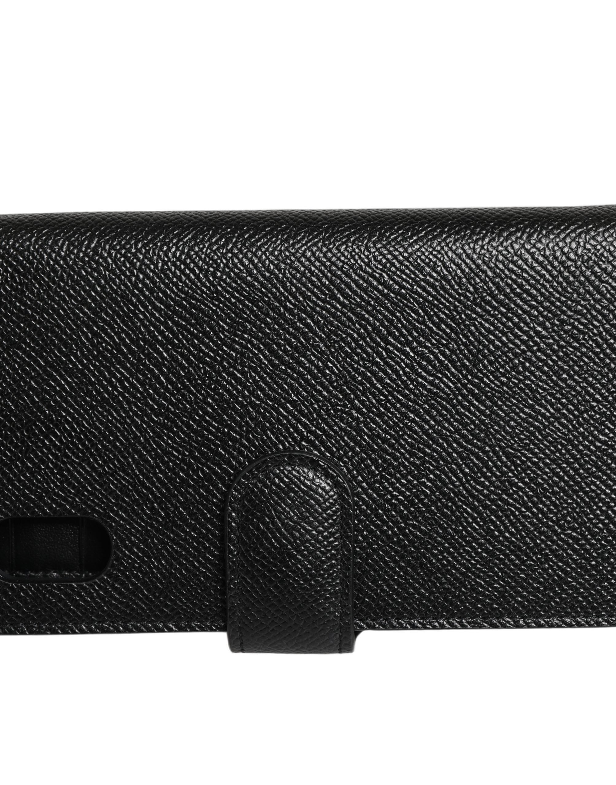 Dolce & Gabbana Case Flip Cover Black Calf Leather iPhone X - XS Phone Dolce & Gabbana