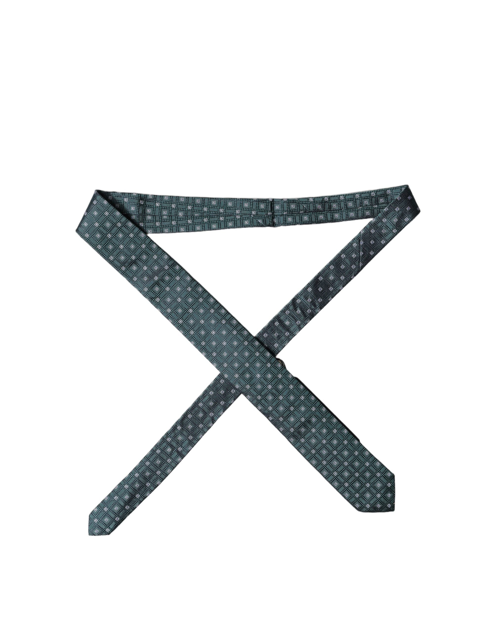 Dolce & Gabbana Dark Green Patterned Silk Adjustable Men Necktie Tie Dolce & Gabbana