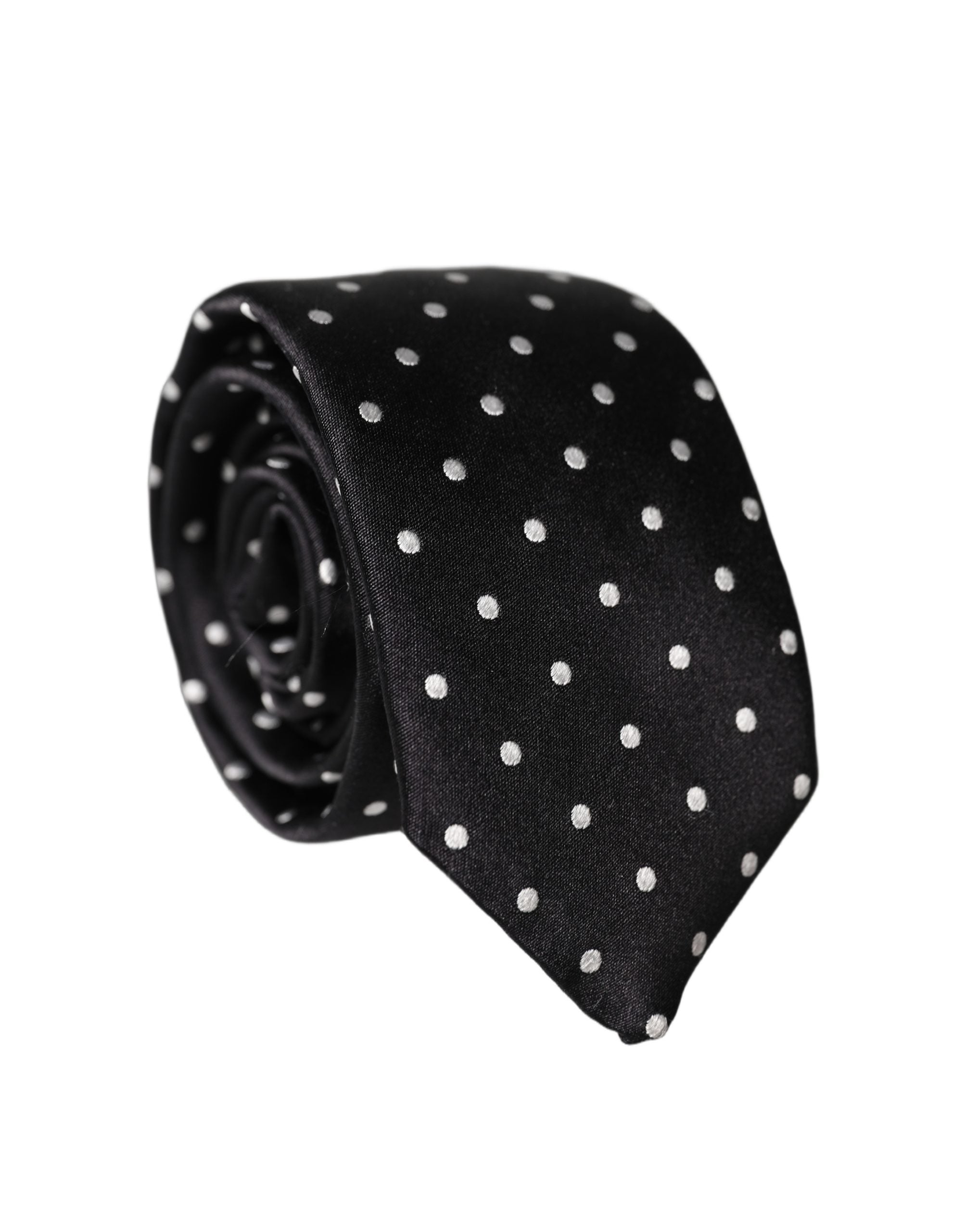 Dolce & Gabbana Black White Polka Dots Silk Adjustable Men Necktie Tie Dolce & Gabbana