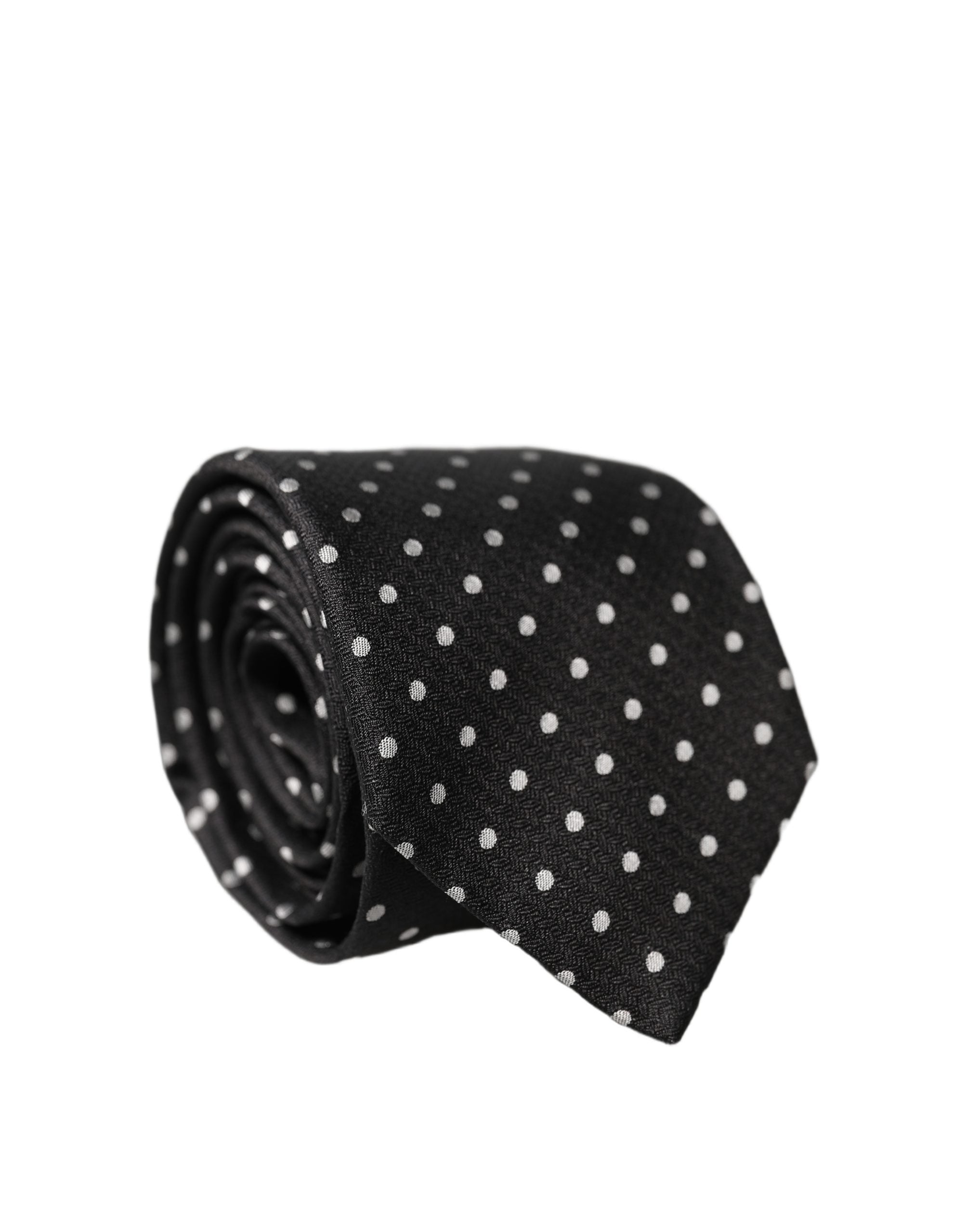 Dolce & Gabbana Black White Polka Dots Silk Adjustable Men Necktie Tie Dolce & Gabbana