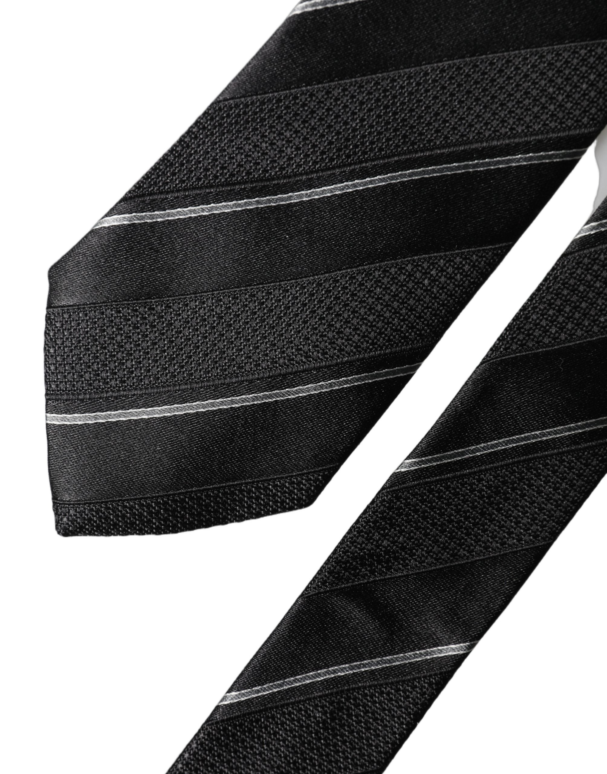 Dolce & Gabbana Black White Stripes 100% Silk Adjustable Men Necktie Tie Dolce & Gabbana