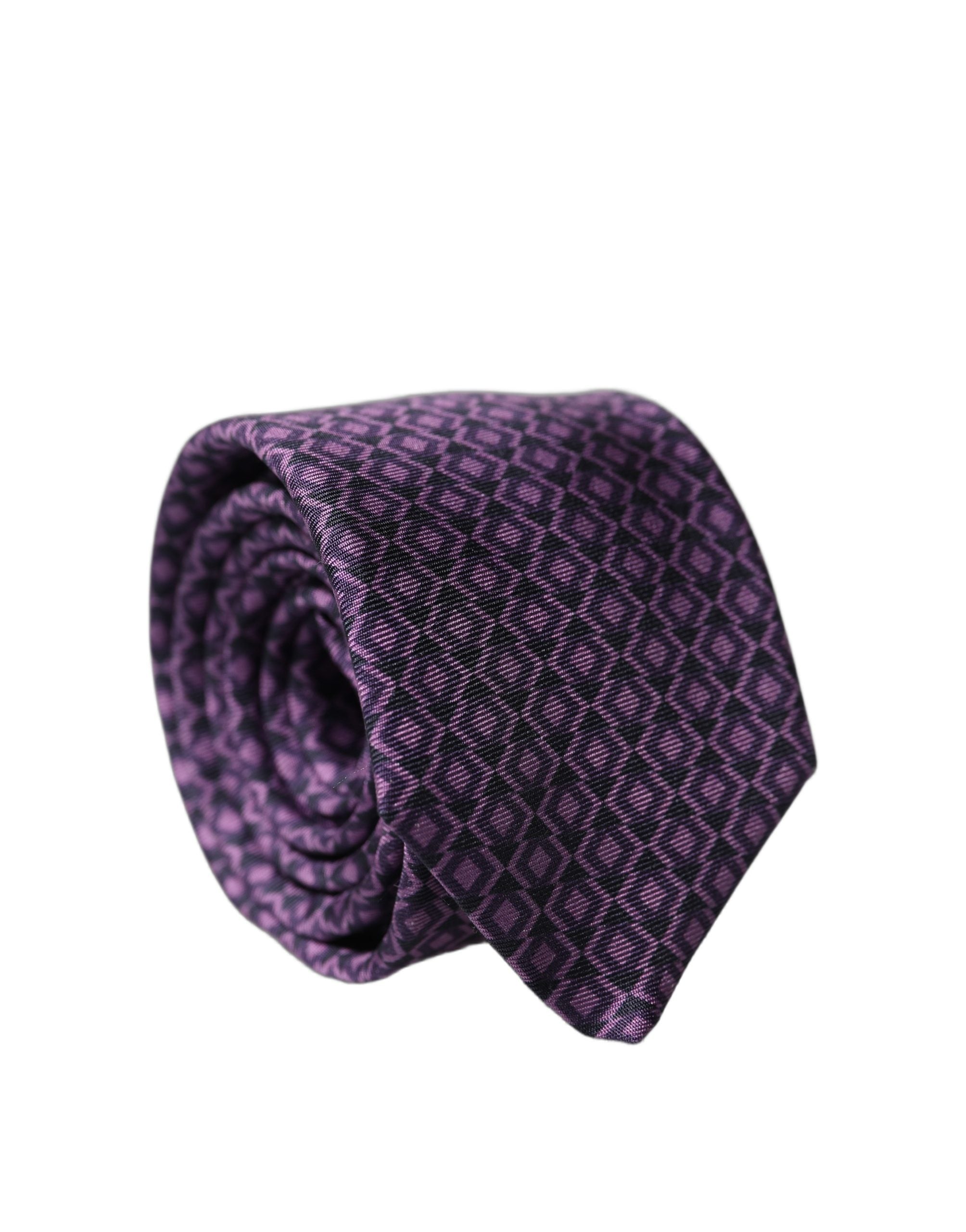 Dolce & Gabbana Purple Patterned 100% Silk Adjustable Men Necktie Tie Dolce & Gabbana