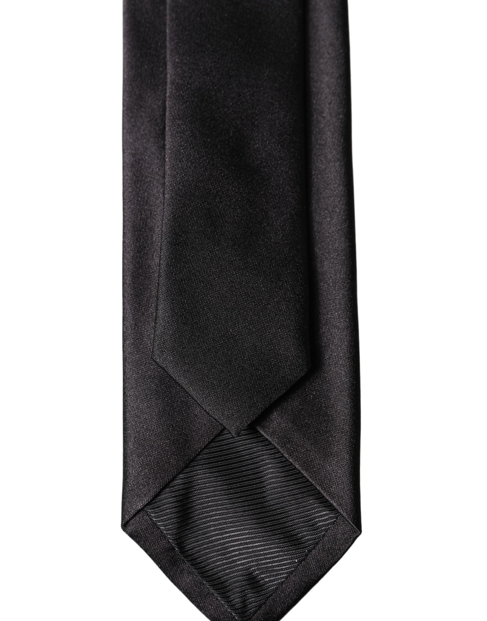 Dolce & Gabbana Black Solid 100% Silk Adjustable Men Tied Necktie Tie Dolce & Gabbana