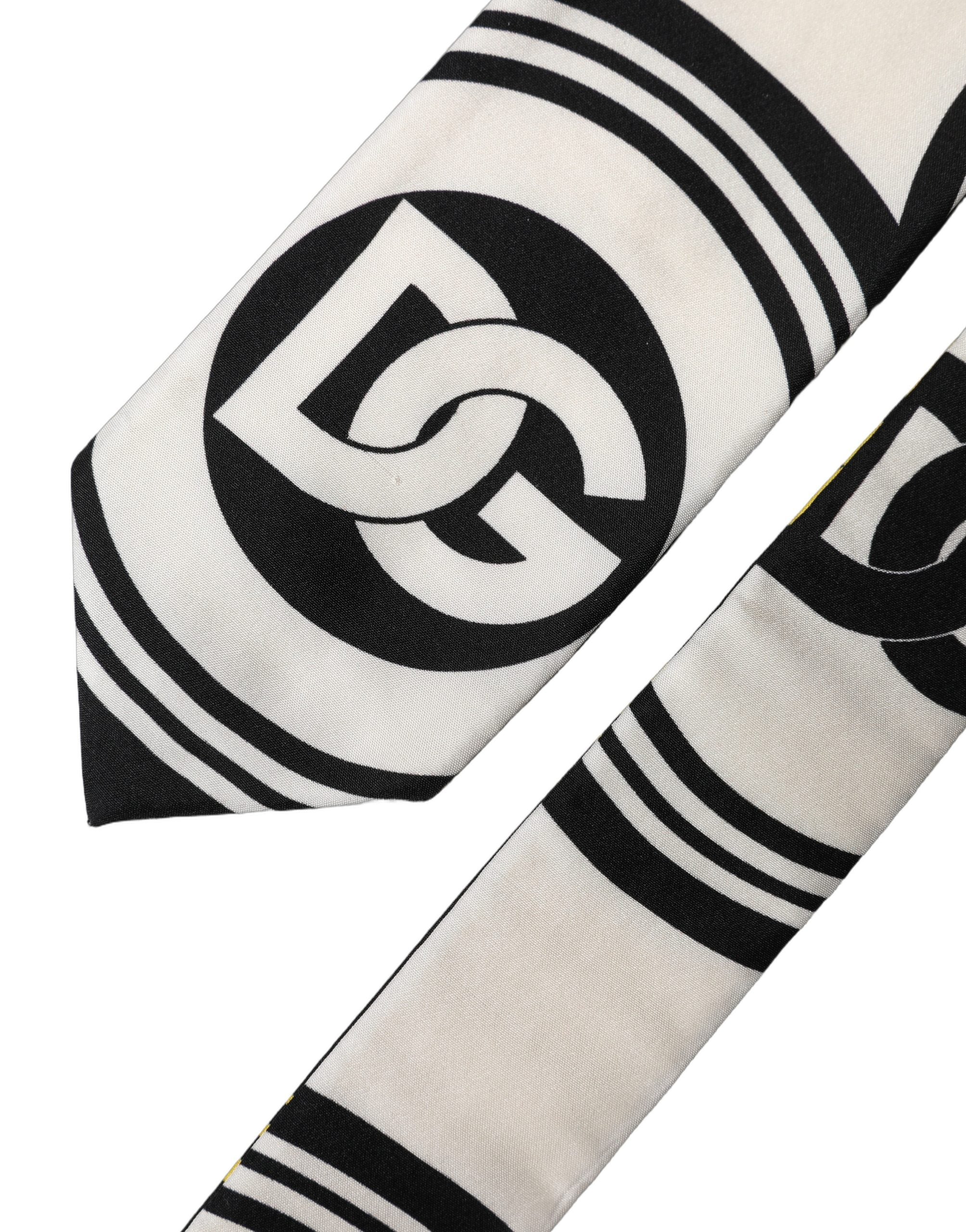 Dolce & Gabbana Multicolor Monogram Print Silk Adjustable Men Necktie Tie Dolce & Gabbana