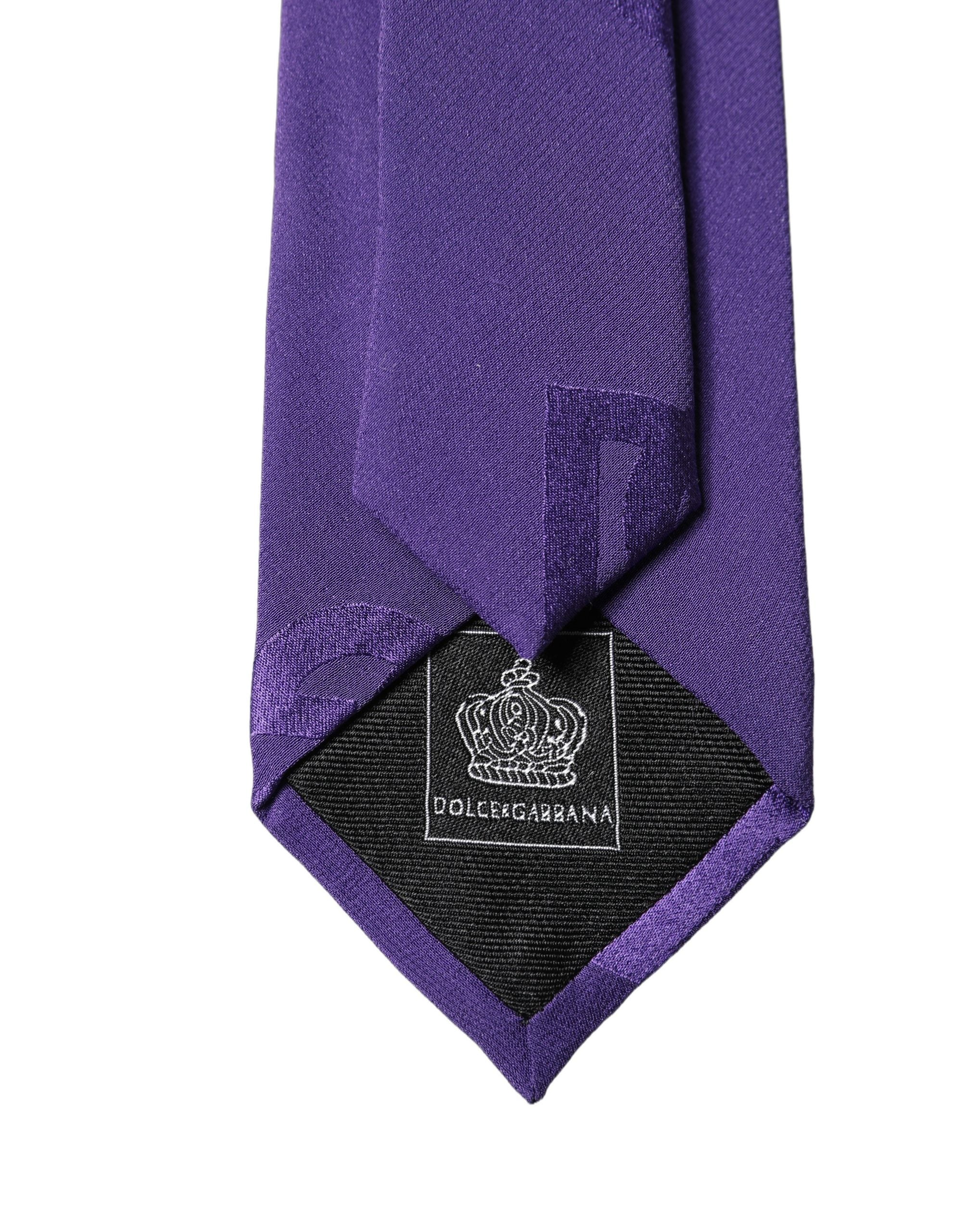 Dolce & Gabbana Purple DG Logo Monogram Silk Adjustable Men Necktie Tie Dolce & Gabbana