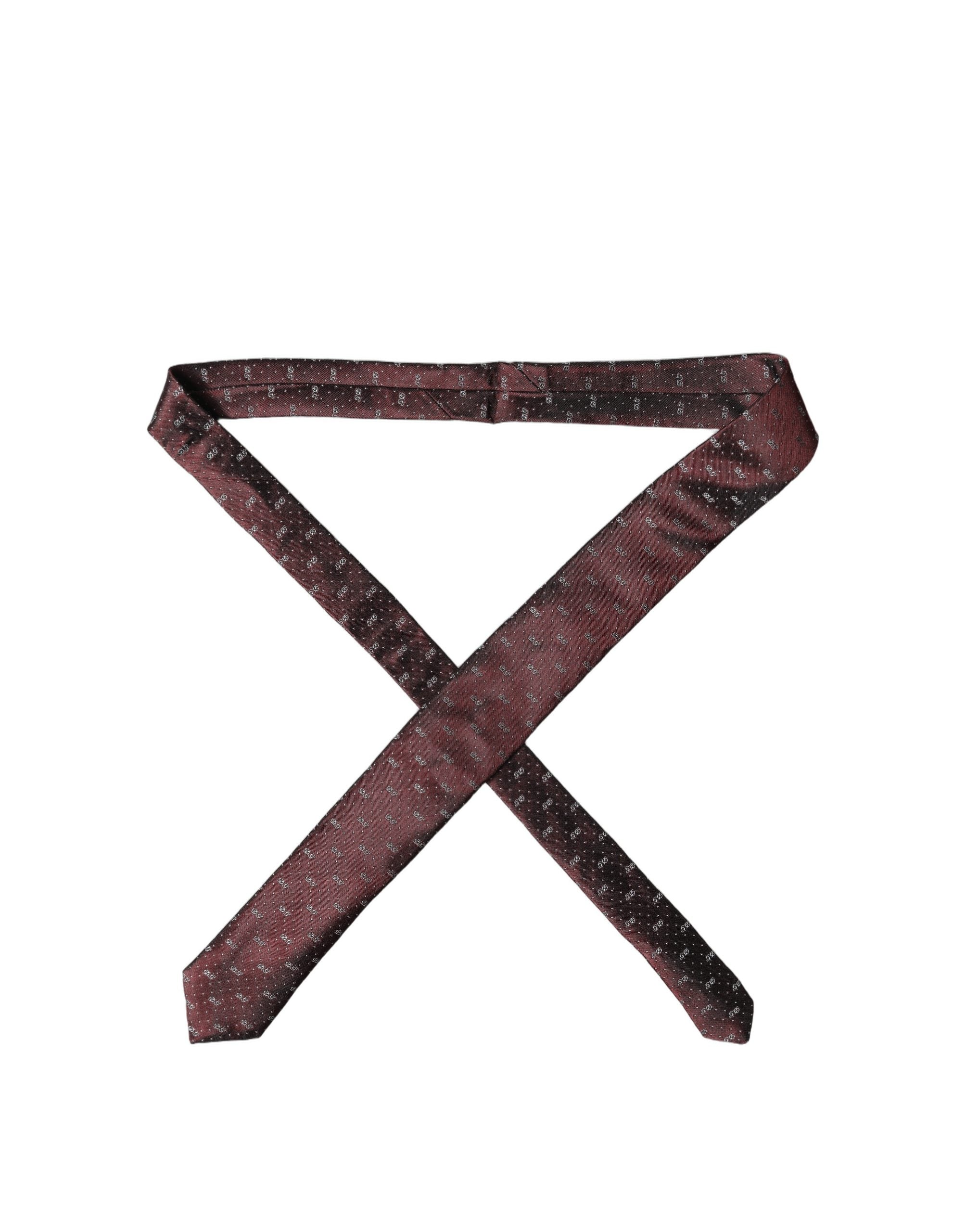 Dolce & Gabbana Burgundy Logo Monogram Silk Adjustable Men Necktie Tie Dolce & Gabbana