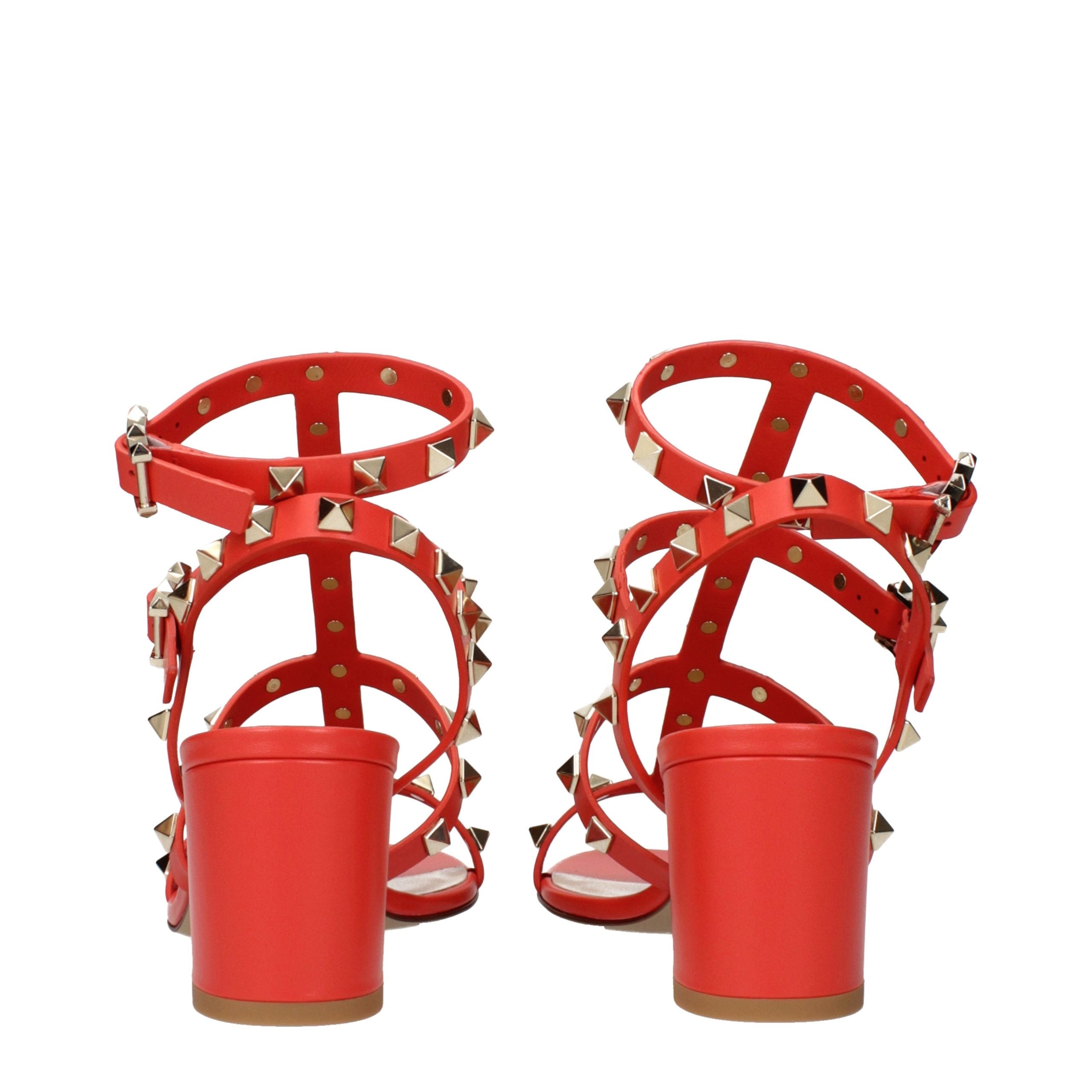 Valentino Garavani Orange Leather Platform Sandals Valentino Garavani