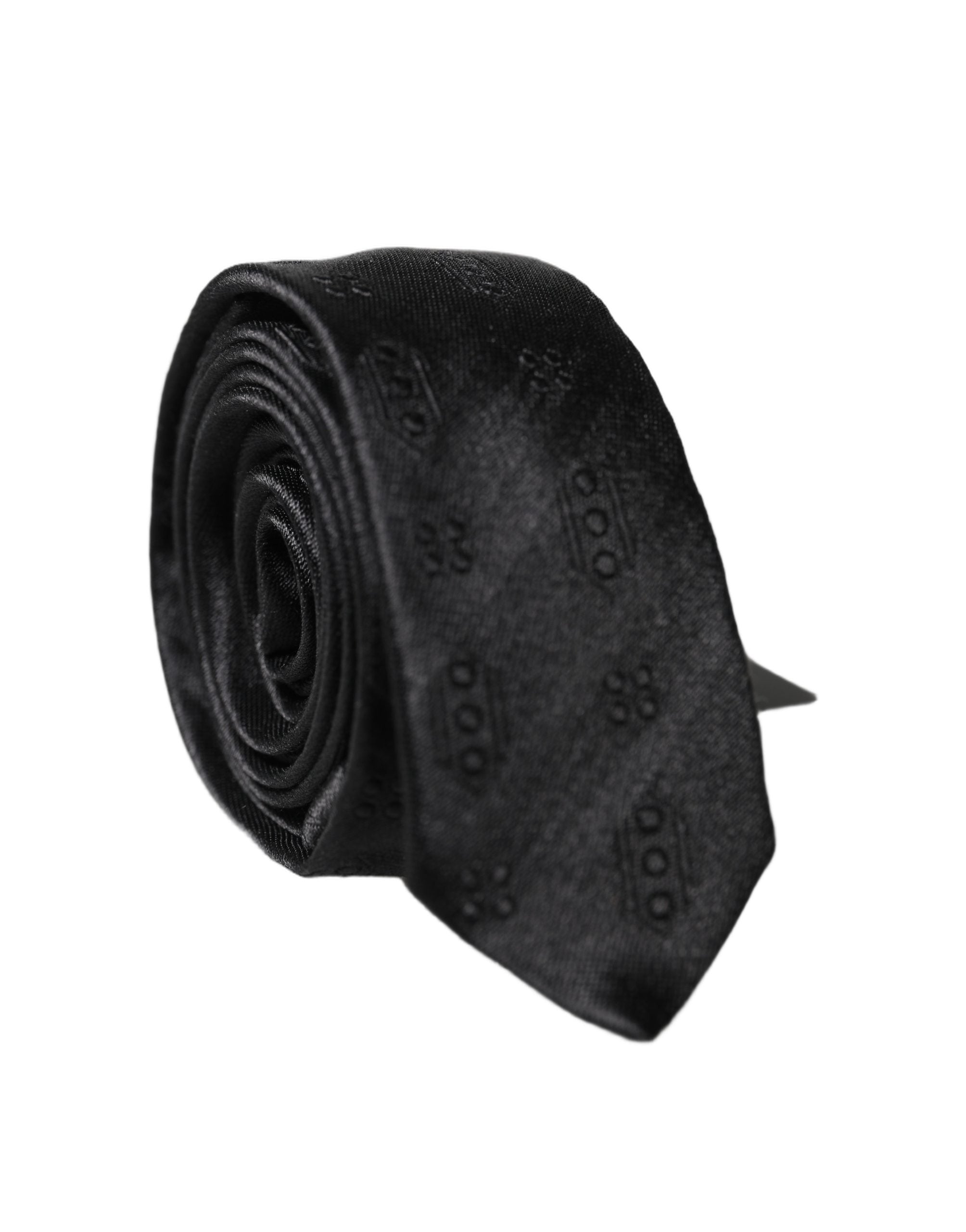 Dolce & Gabbana Black Patterned 100% Silk Adjustable Men Necktie Tie Dolce & Gabbana
