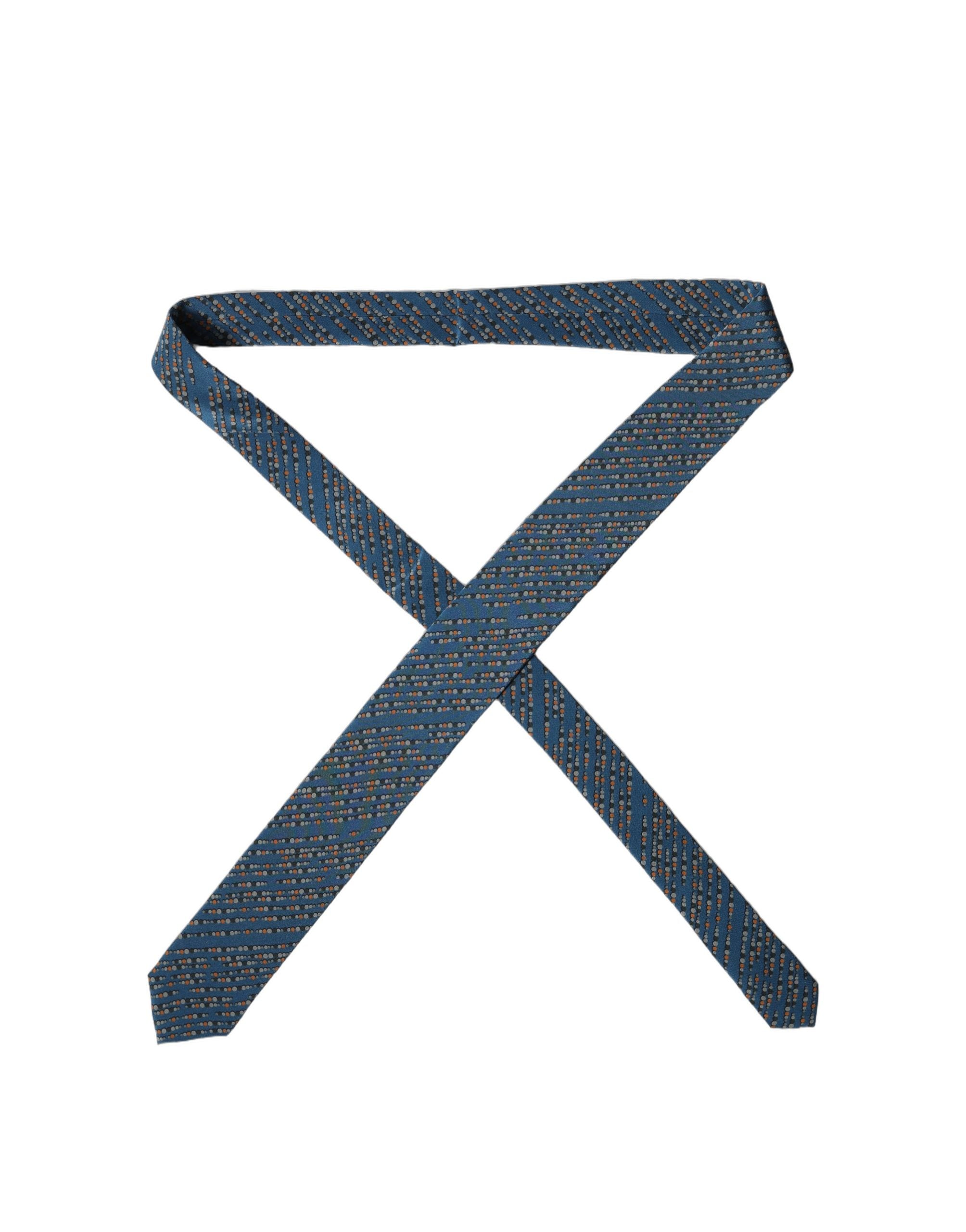 Dolce & Gabbana Blue Patterned 100% Silk Adjustable Men Tied Necktie Tie Dolce & Gabbana