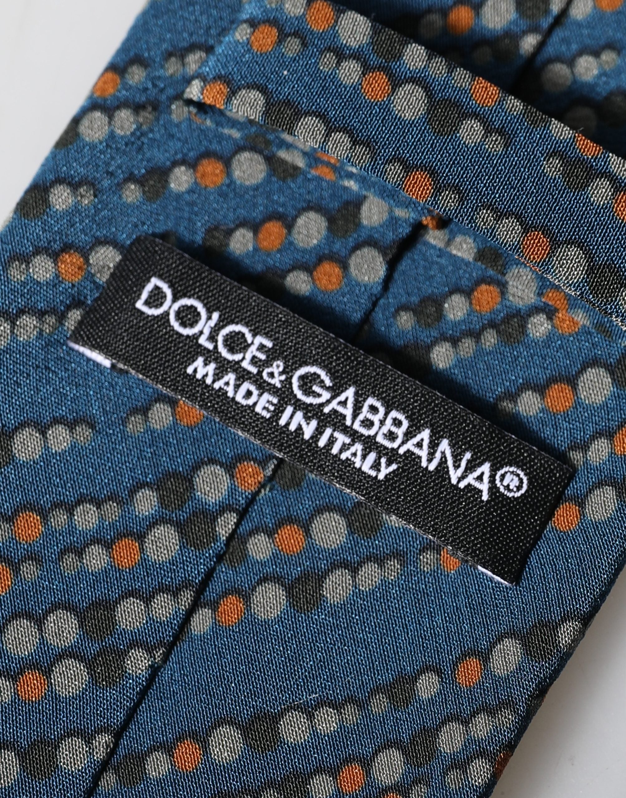 Dolce & Gabbana Blue Patterned 100% Silk Adjustable Men Tied Necktie Tie Dolce & Gabbana