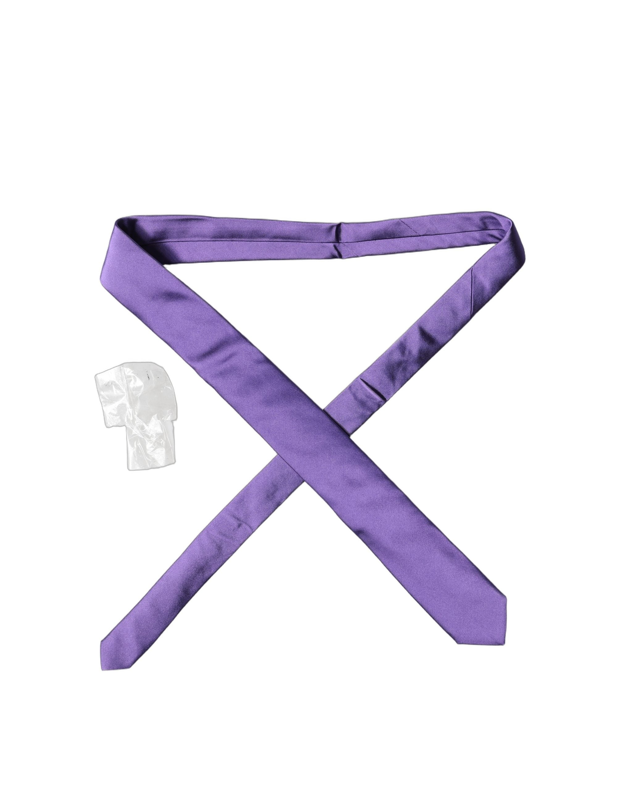 Dolce & Gabbana Purple Satin 100% Silk Adjustable Men Tied Necktie Tie Dolce & Gabbana