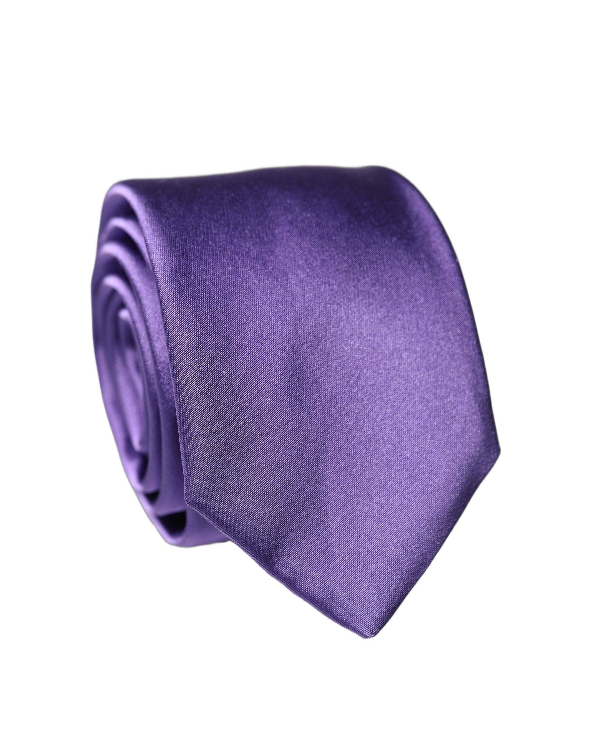Dolce & Gabbana Purple Satin 100% Silk Adjustable Men Tied Necktie Tie Dolce & Gabbana