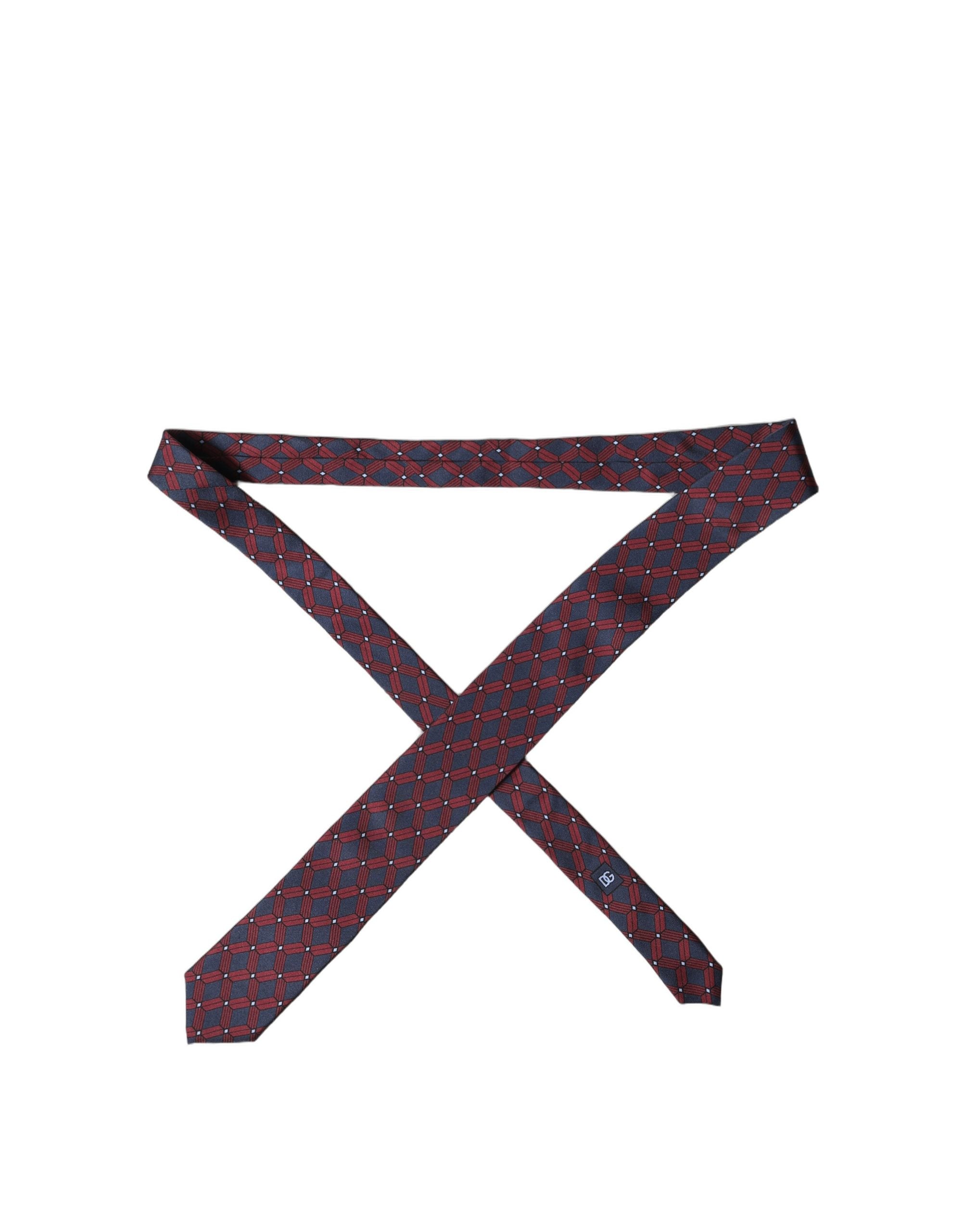 Dolce & Gabbana Blue Red Patterned 100% Silk Adjustable Men Necktie Tie Dolce & Gabbana