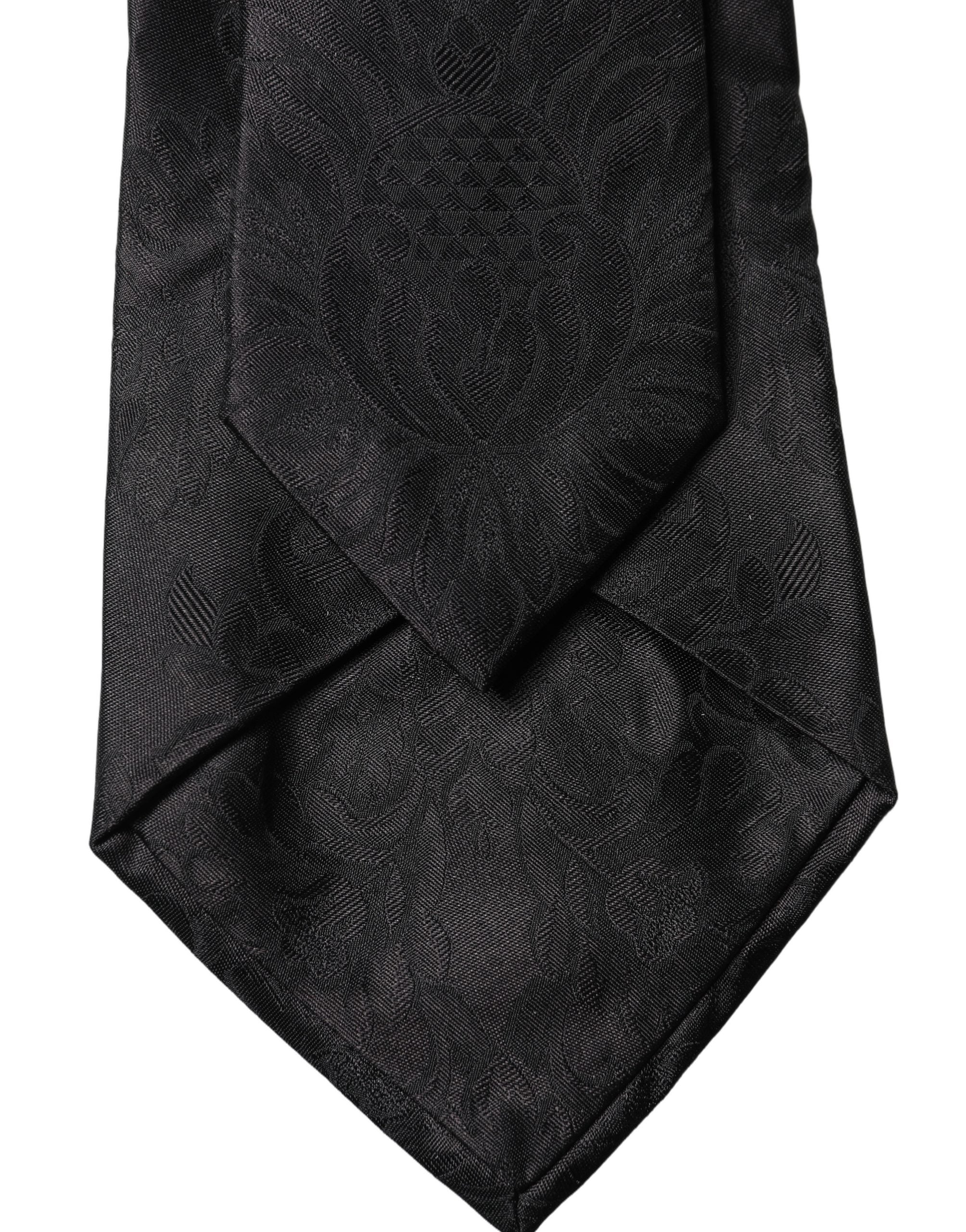 Dolce & Gabbana Black Paisley Woven Silk Adjustable Women Necktie Tie Dolce & Gabbana