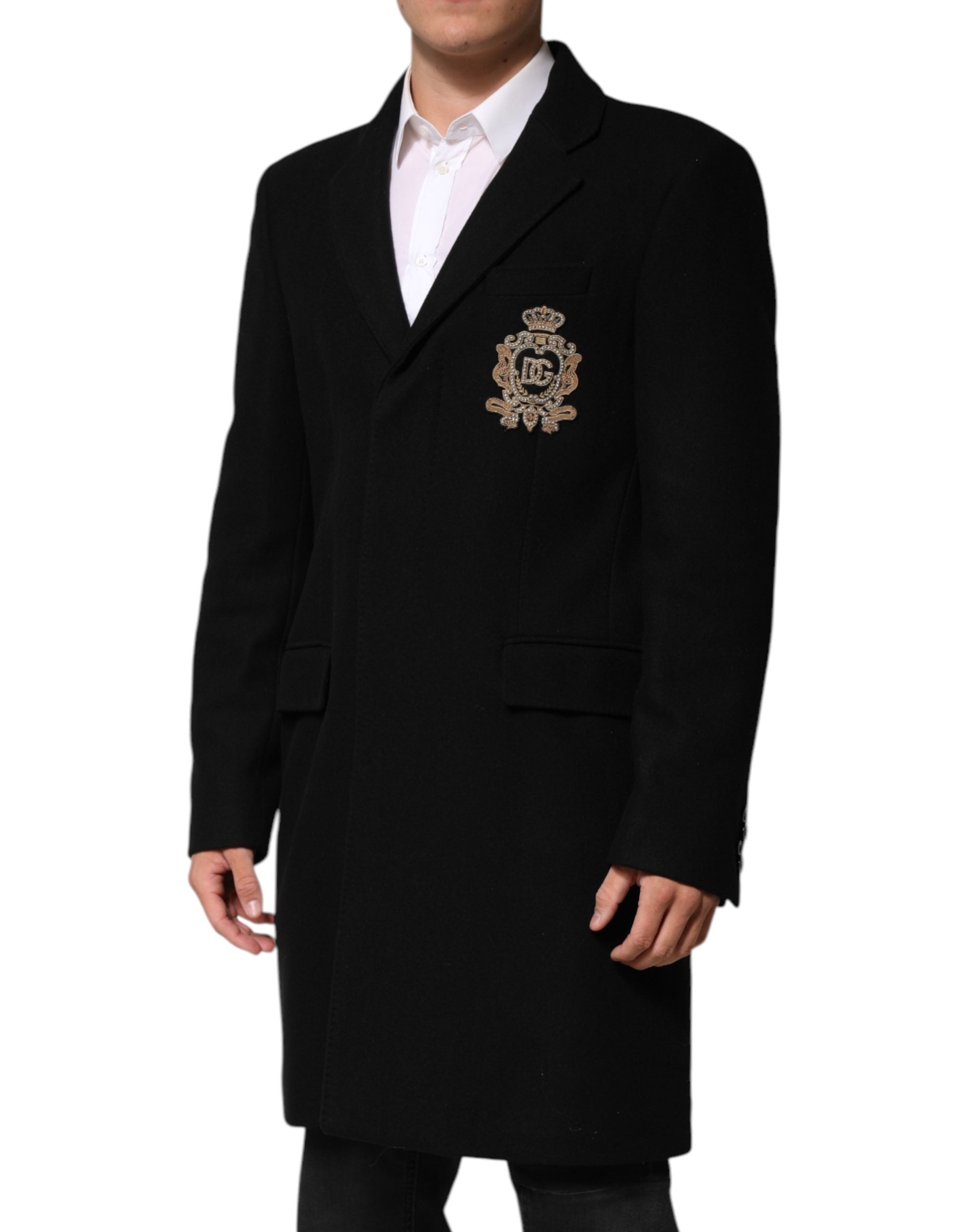 Dolce & Gabbana Black Heraldic Patch Single Breasted Jacket Dolce & Gabbana