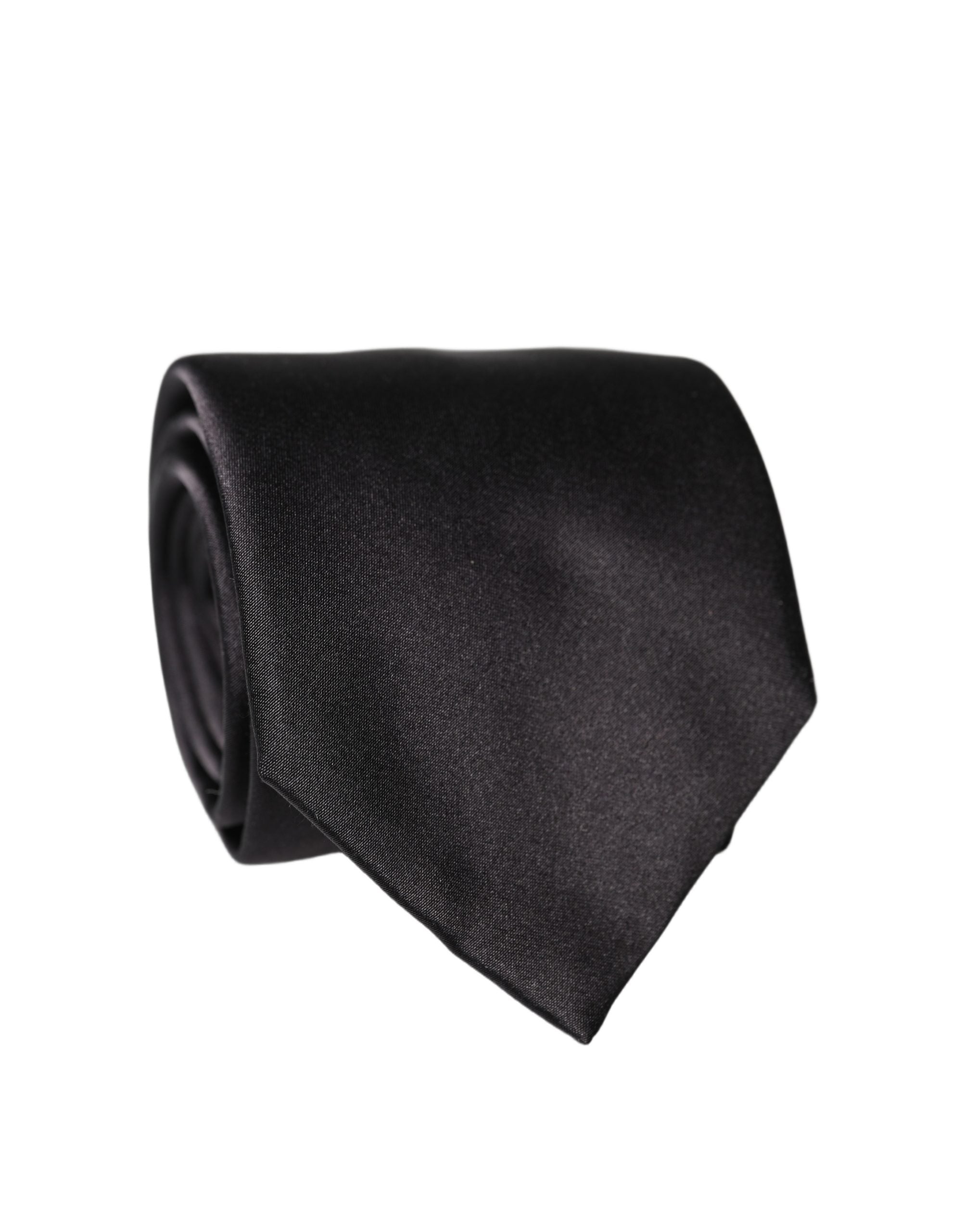 Dolce & Gabbana Black Satin 100% Silk Adjustable Women Tied Necktie Tie Dolce & Gabbana