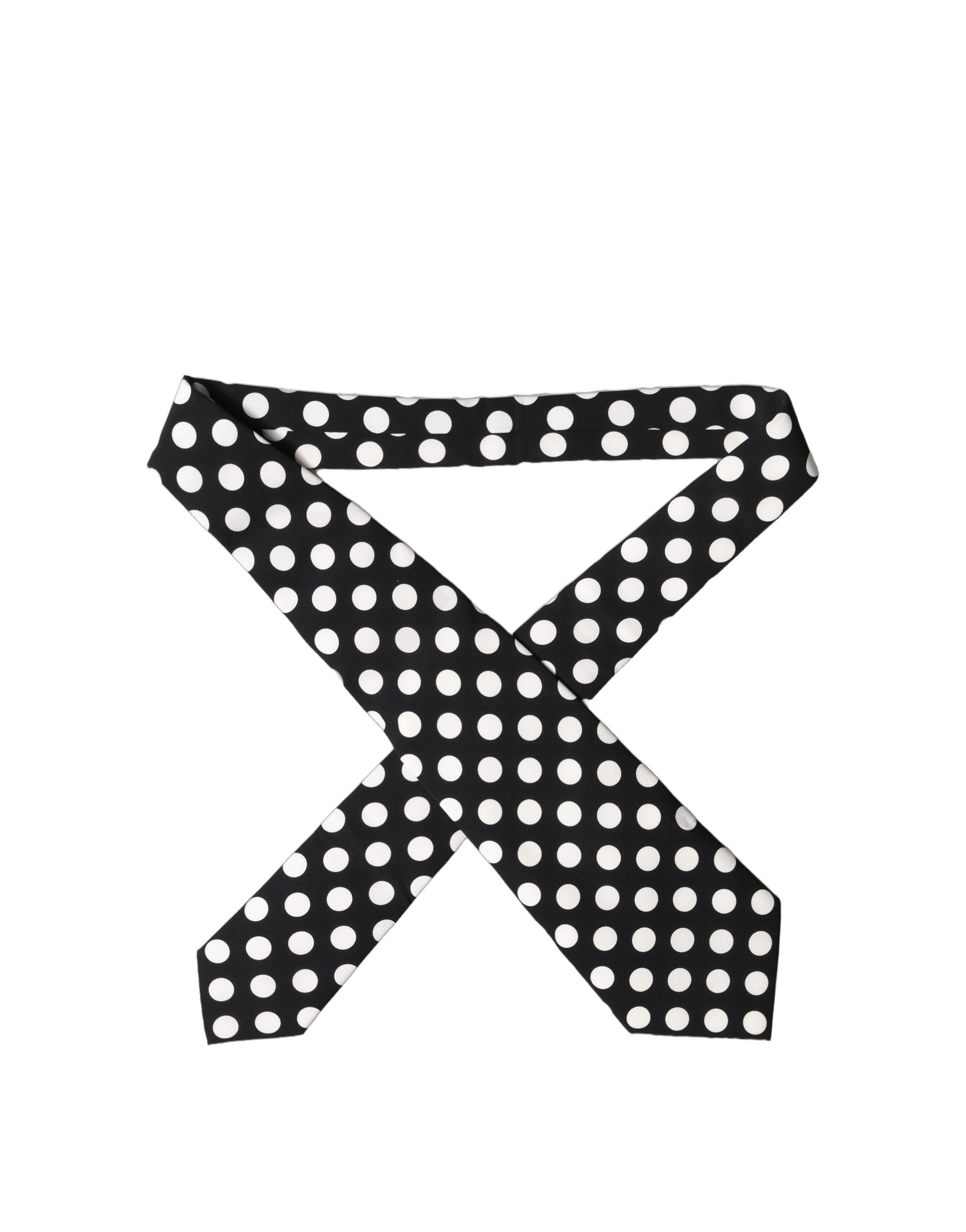 Dolce & Gabbana Black White Polka Dot Silk Adjustable Women Necktie Tie Dolce & Gabbana
