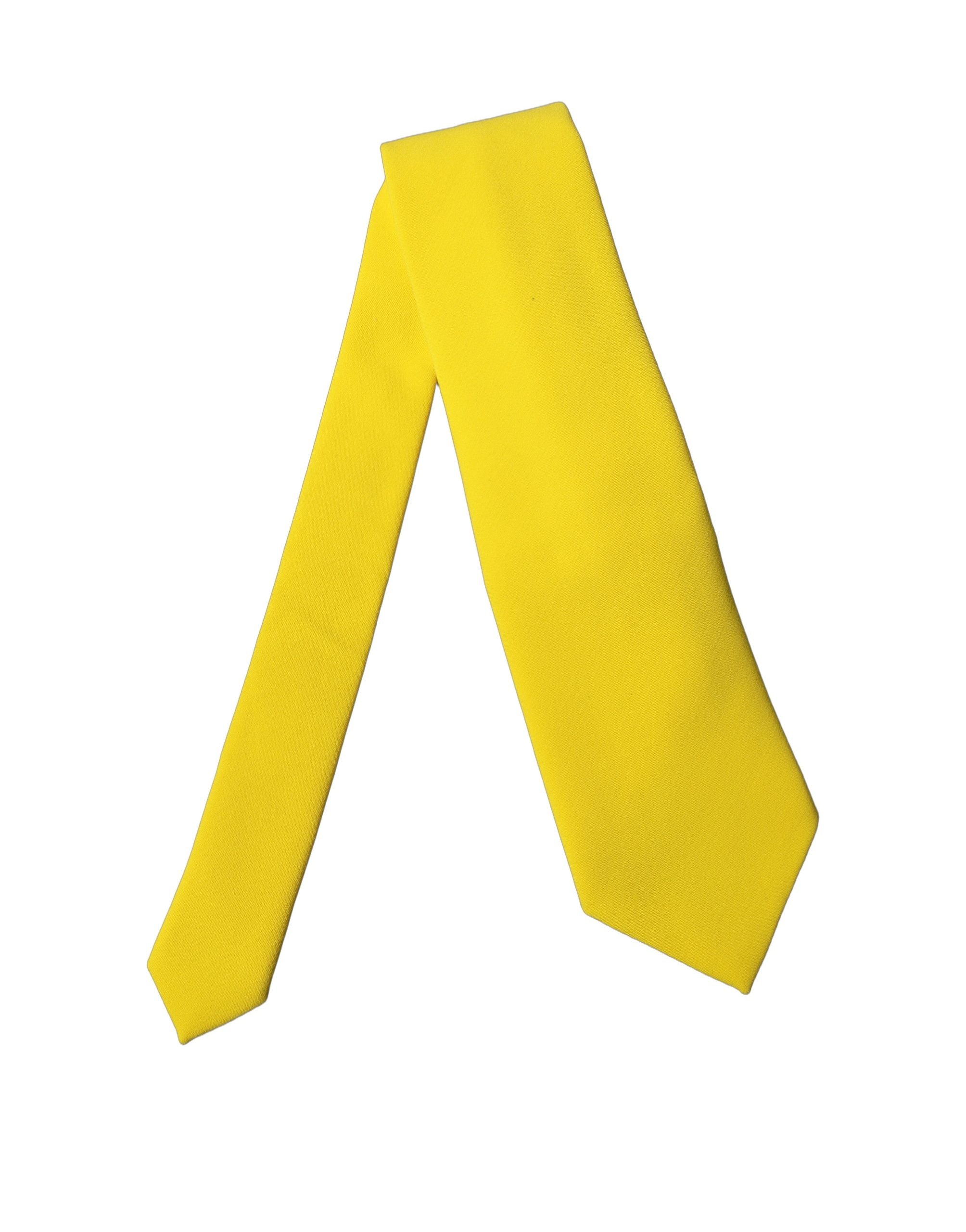 Dolce & Gabbana Yellow Solid Polyester Adjustable Women Tied Necktie Tie Dolce & Gabbana