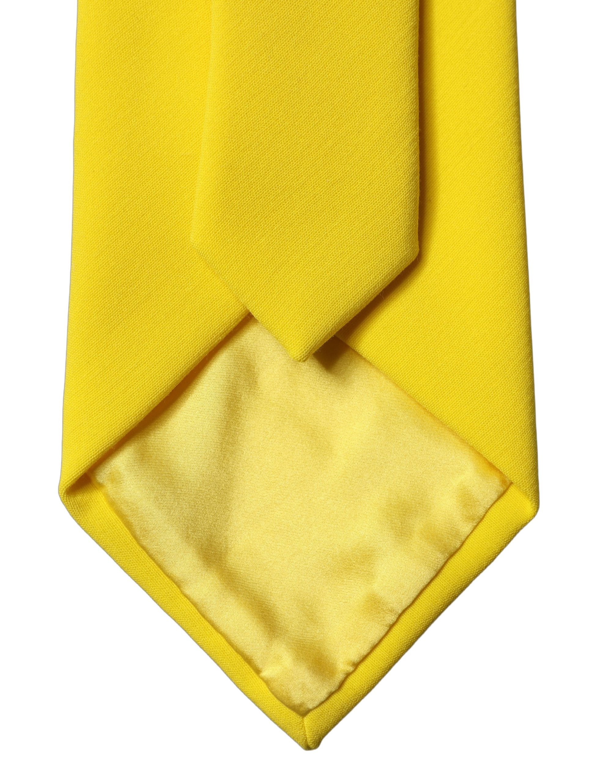Dolce & Gabbana Yellow Solid Polyester Adjustable Women Tied Necktie Tie Dolce & Gabbana