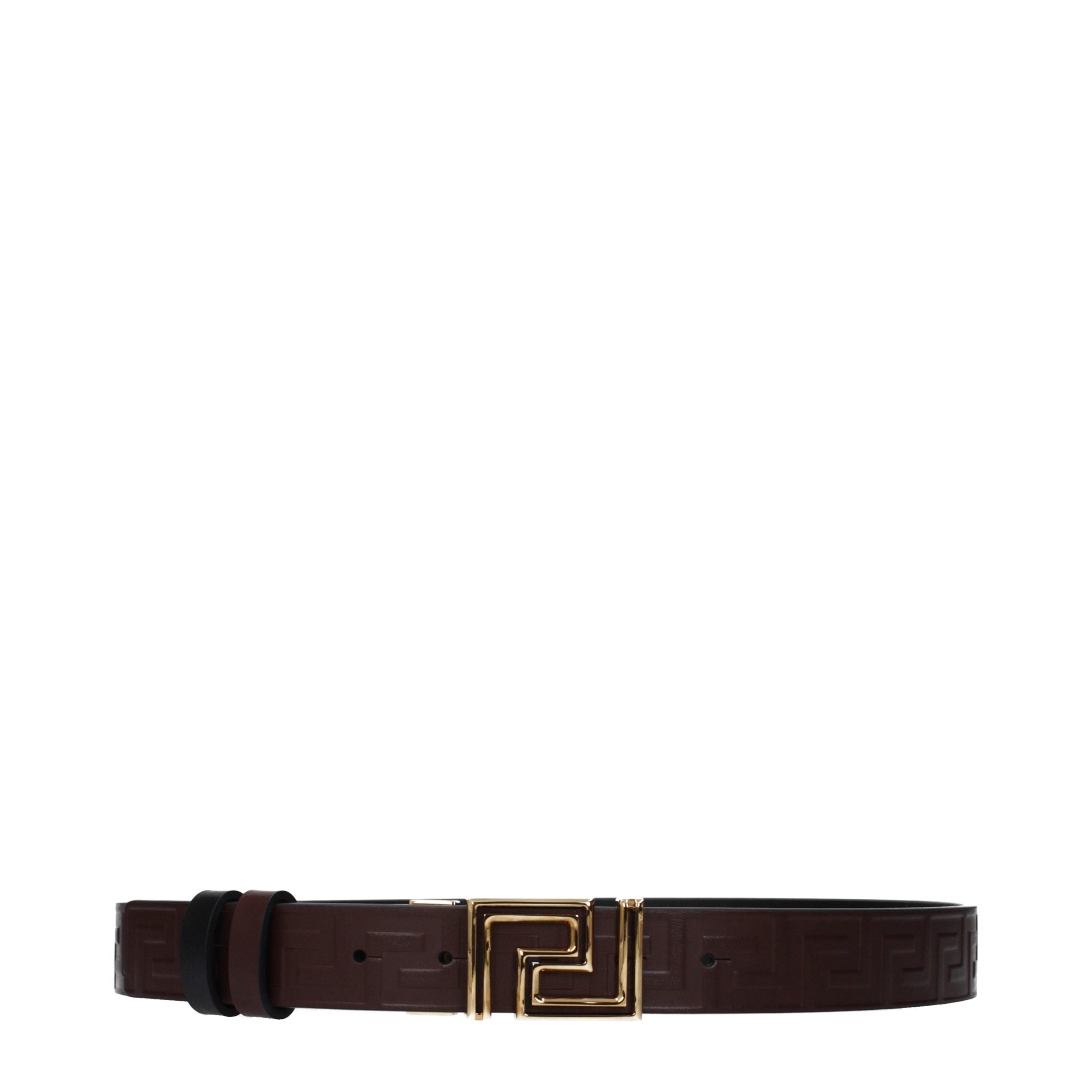 Versace Brown Leather Regular Belt Versace