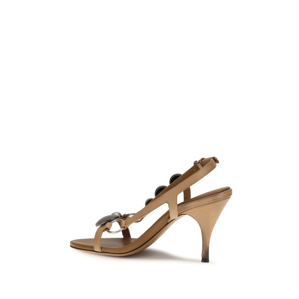 Miu Miu Brown Calf Leather Bos Taurus Stiletto Heel Sandals Miu Miu