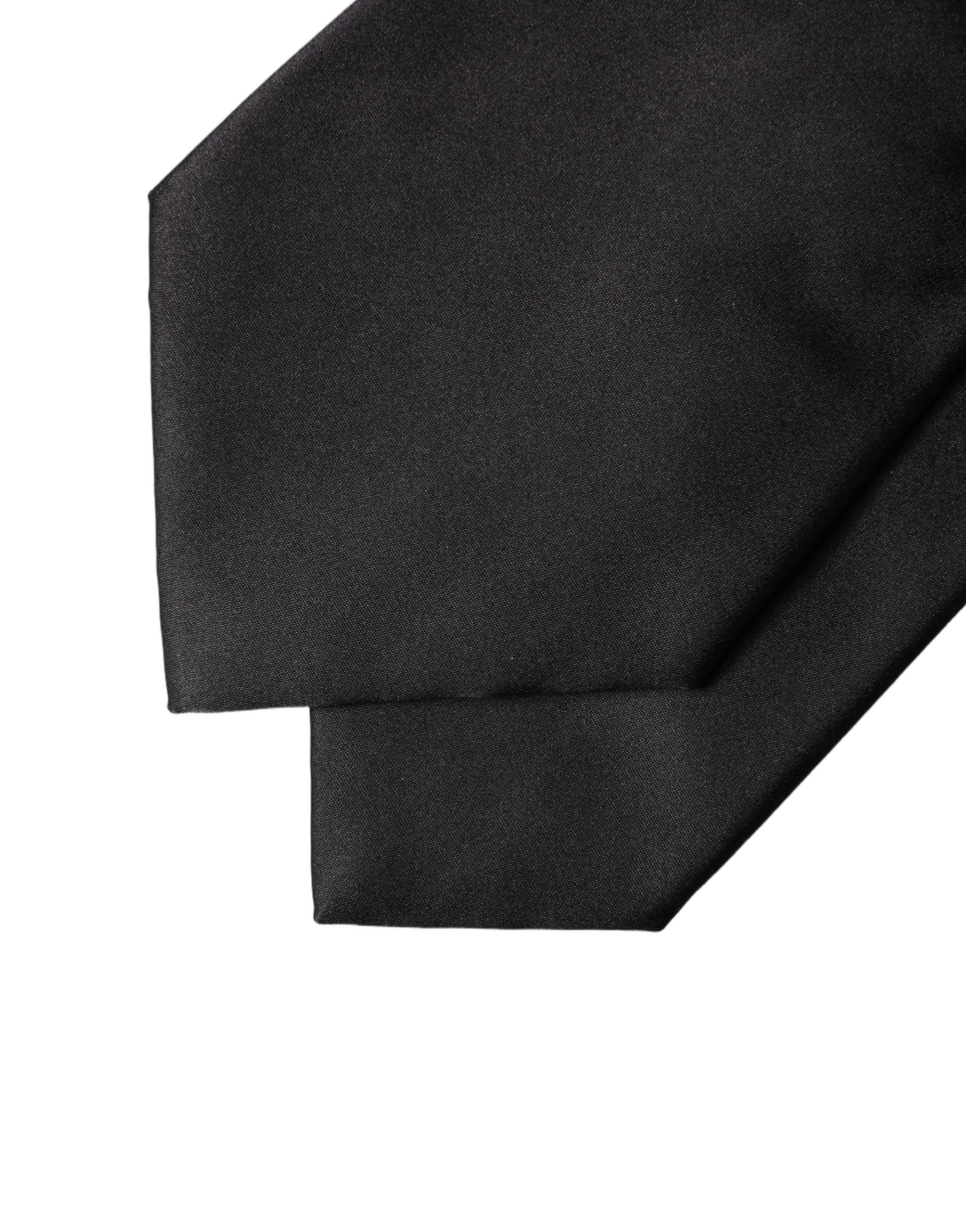Dolce & Gabbana Black Satin Silk Blend Adjustable Women Tied Necktie Tie Dolce & Gabbana