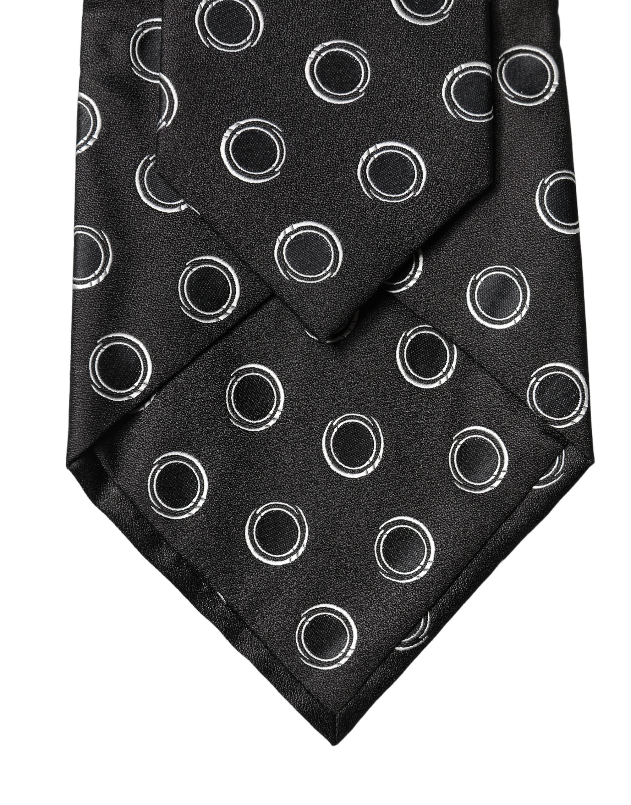 Dolce & Gabbana Black White Polka Dot Silk Adjustable Women Necktie Tie Dolce & Gabbana