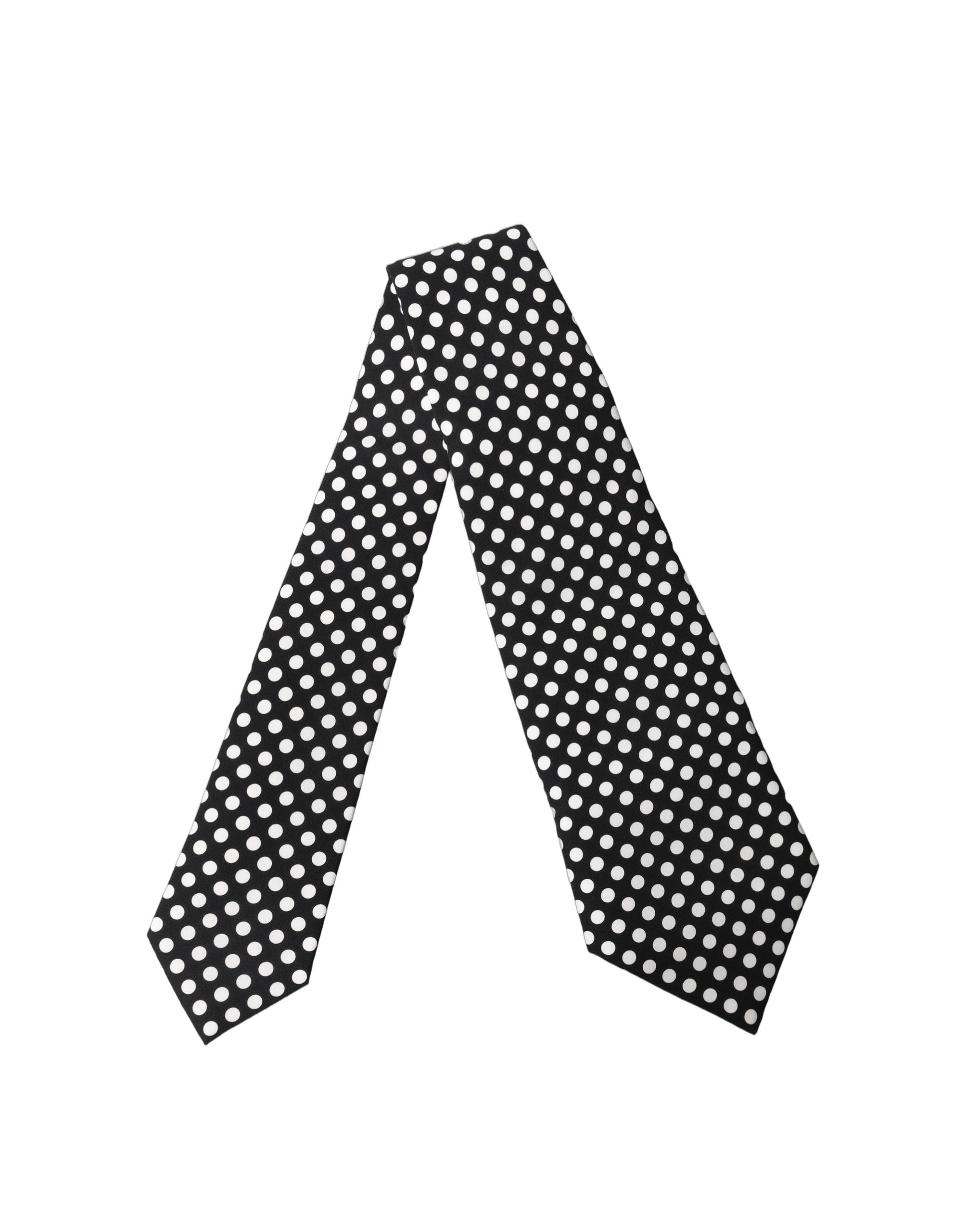 Dolce & Gabbana Black White Polka Dot Silk Adjustable Women Necktie Tie Dolce & Gabbana