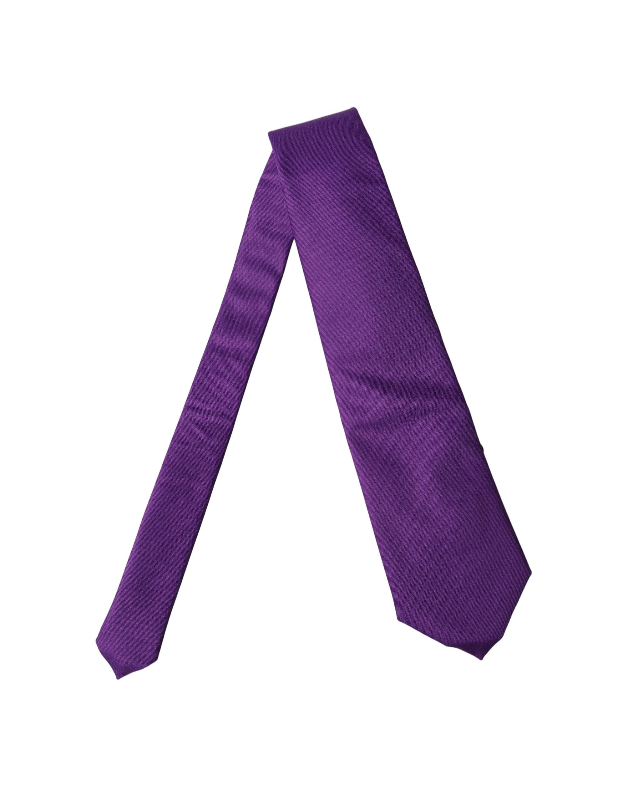 Dolce & Gabbana Purple Polyester Satin Adjustable Women Tied Necktie Tie Dolce & Gabbana