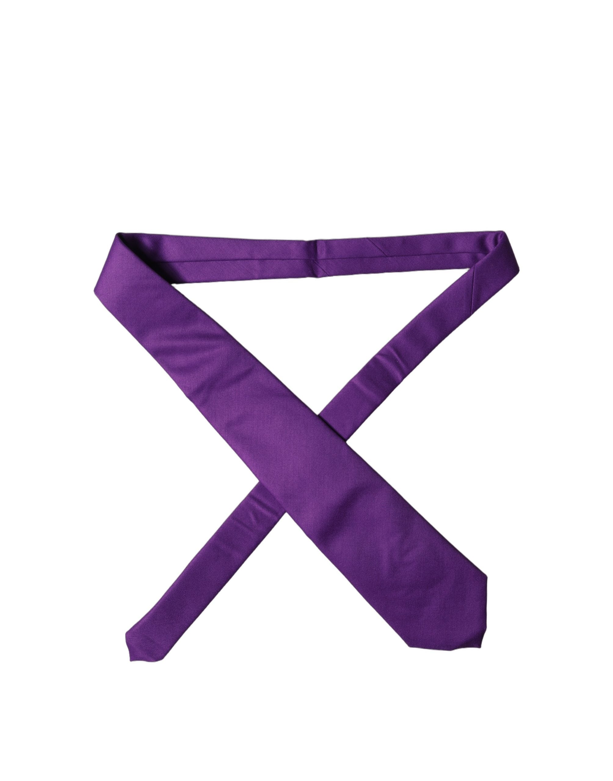 Dolce & Gabbana Purple Polyester Satin Adjustable Women Tied Necktie Tie Dolce & Gabbana