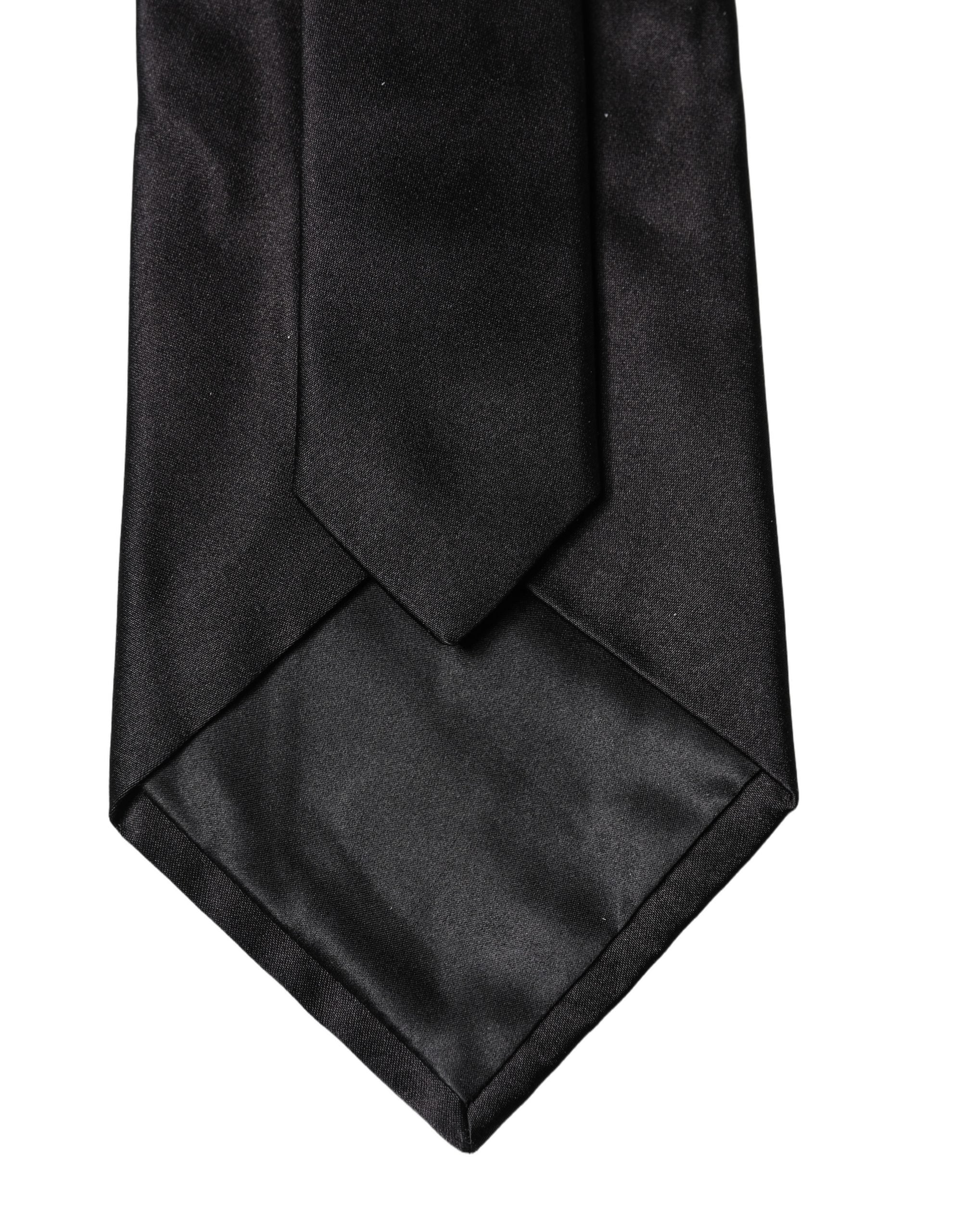 Dolce & Gabbana Black Solid Satin Silk Adjustable Women Necktie Tie Dolce & Gabbana