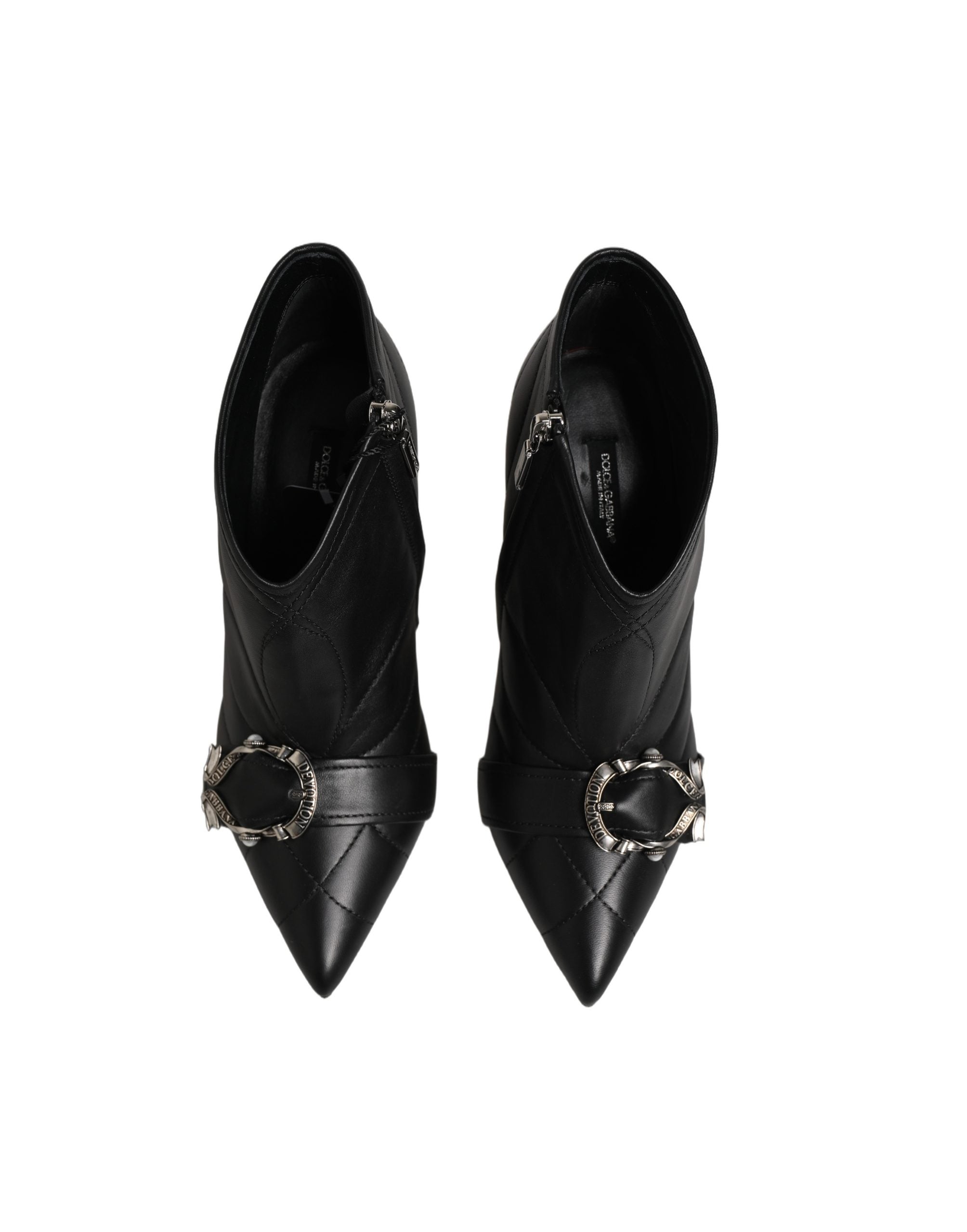 Dolce & Gabbana Black Devotion Quilted Buckled Boots Shoes Dolce & Gabbana
