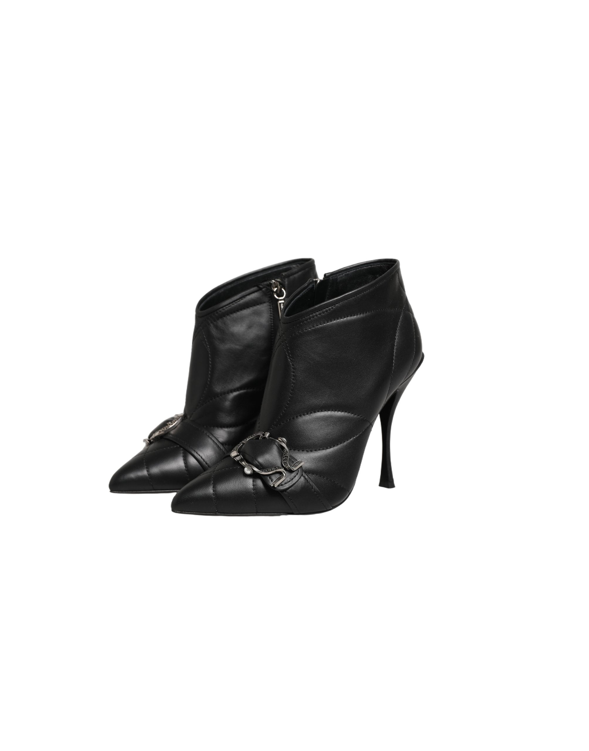 Dolce & Gabbana Black Devotion Quilted Buckled Boots Shoes Dolce & Gabbana