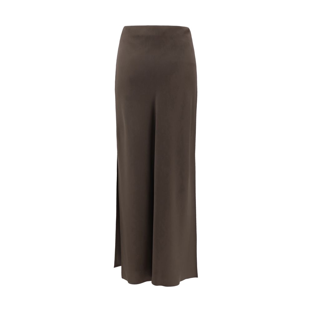 Brunello Cucinelli Brown Acetate Midi Skirt Brunello Cucinelli