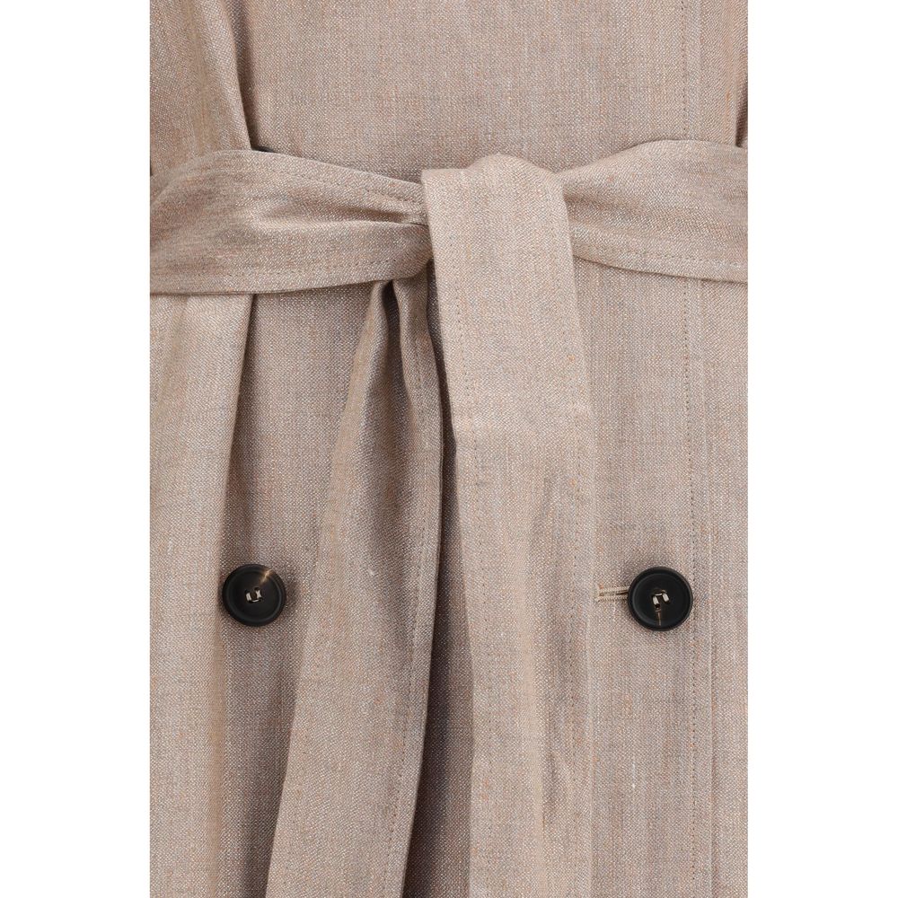 Brunello Cucinelli Multicolor Linen Trench Coat Brunello Cucinelli
