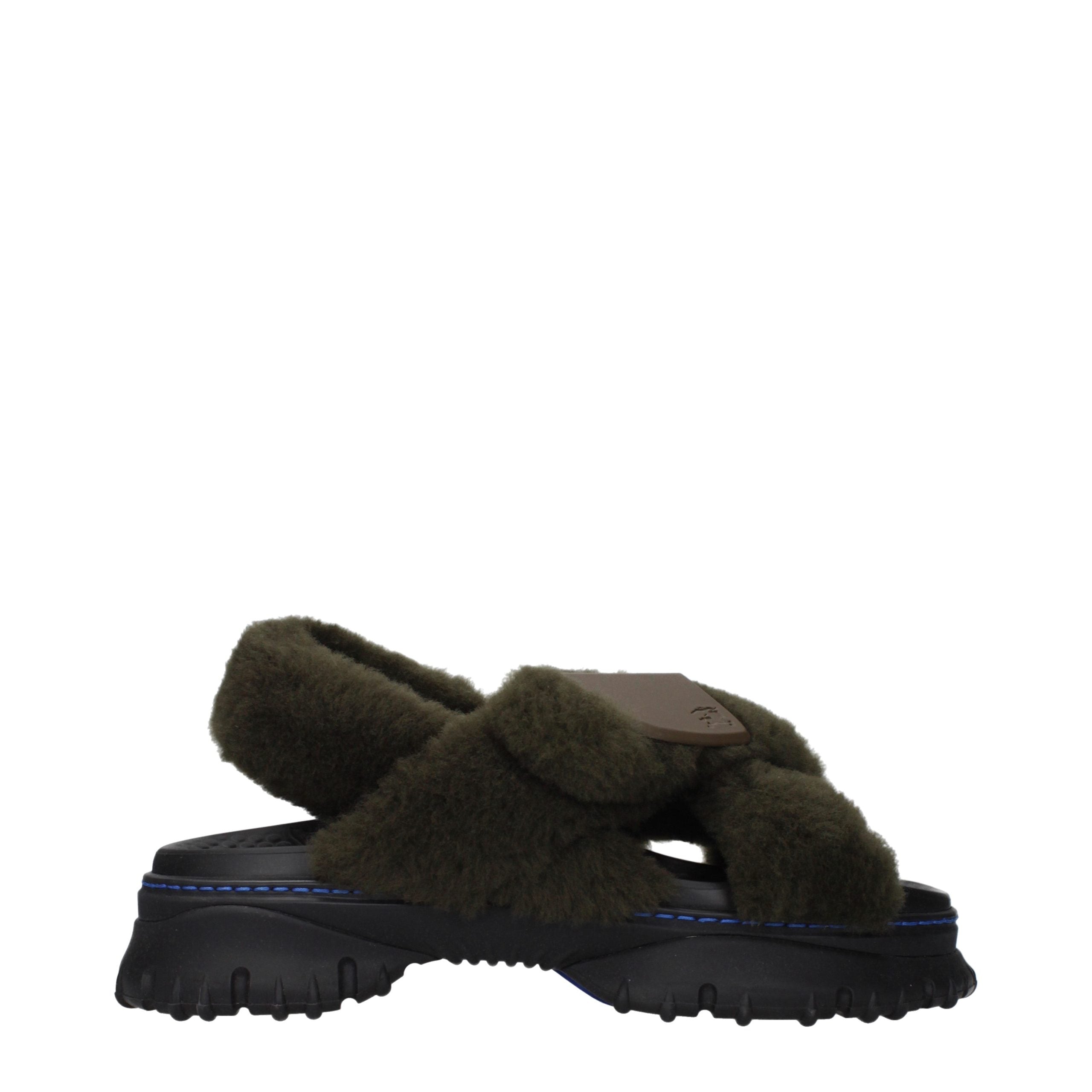 Burberry Green Fur Slippers Burberry