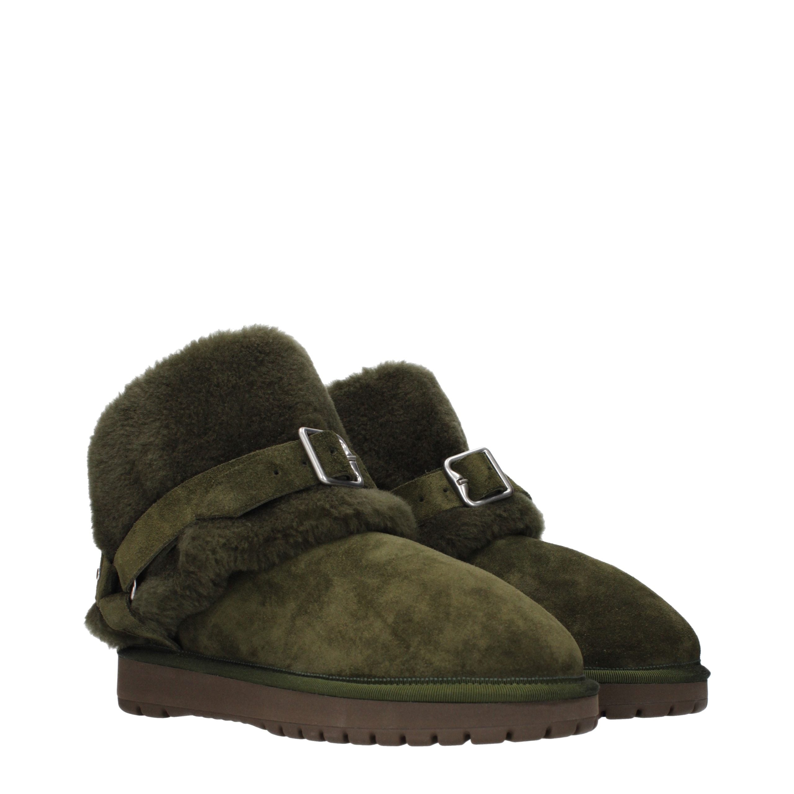 Burberry Green Leather Ankle Boots Burberry