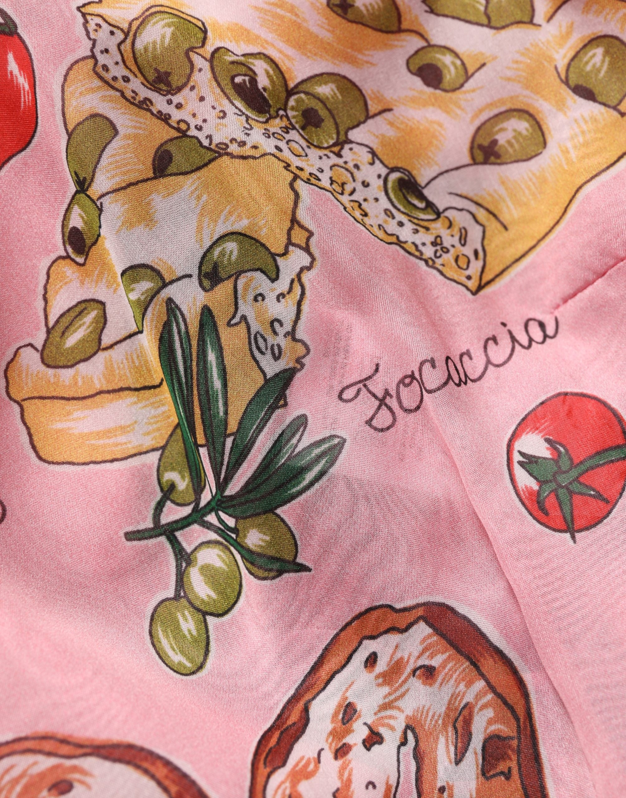 Dolce & Gabbana Light Pink Bread Print Pleated Maxi Dress Dolce & Gabbana