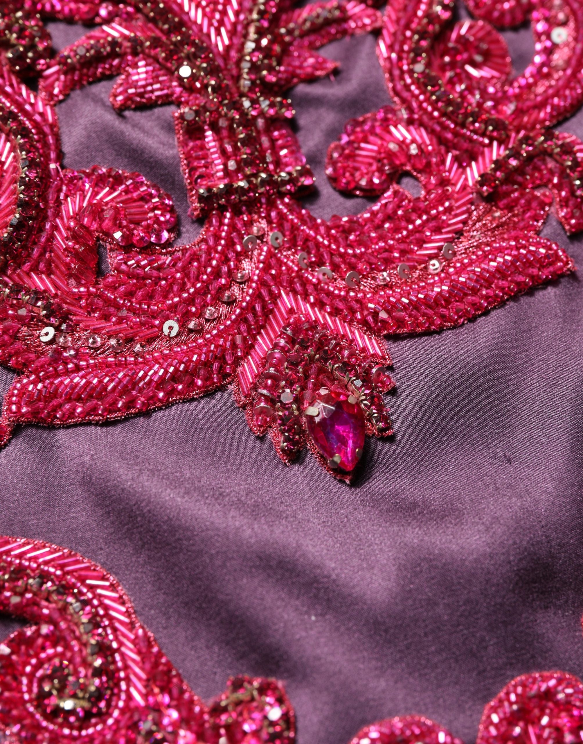 Dolce & Gabbana Purple Silk Crystal Strapless Floor Length Gown Dress Dolce & Gabbana