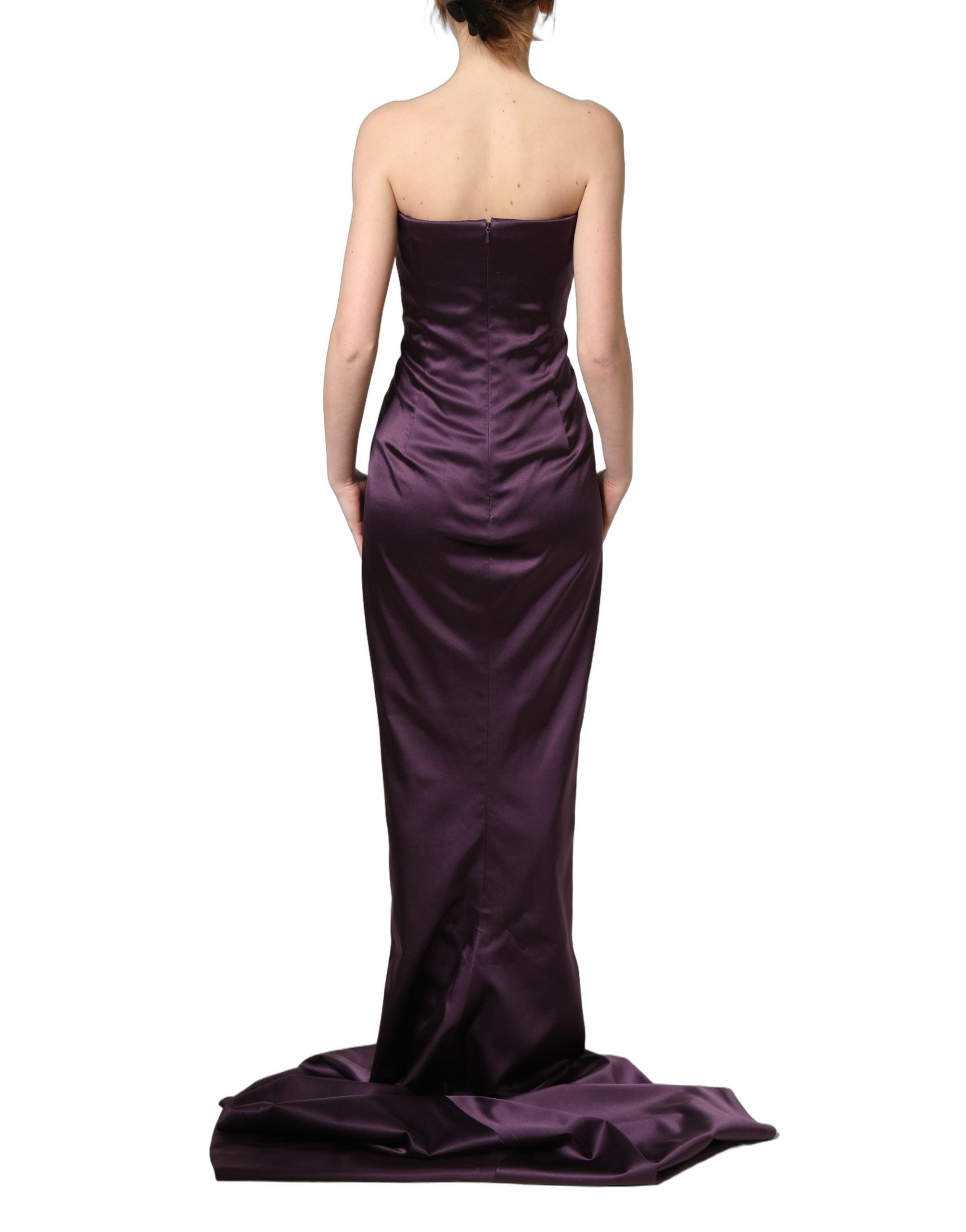 Dolce & Gabbana Purple Silk Crystal Strapless Floor Length Gown Dress Dolce & Gabbana