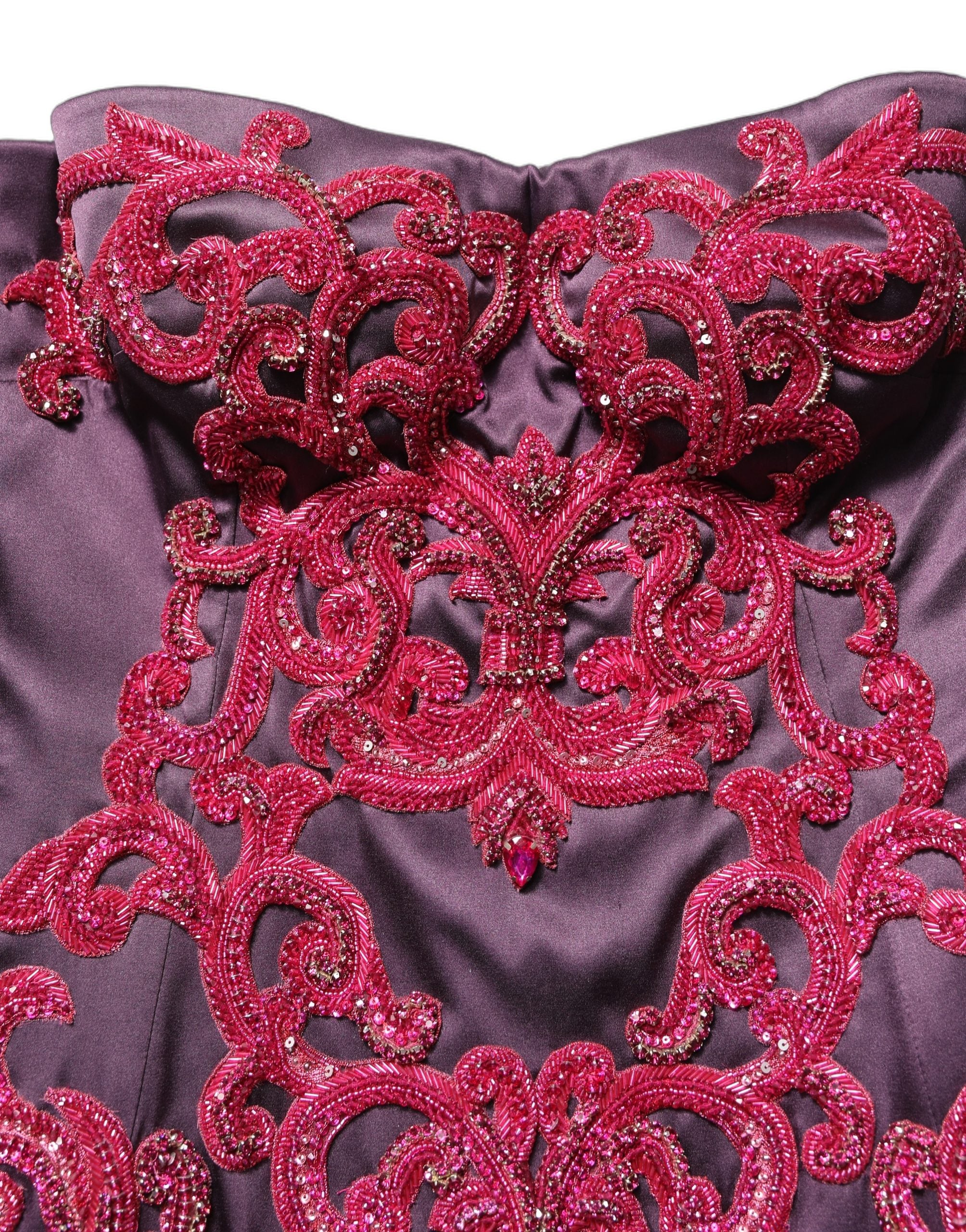 Dolce & Gabbana Purple Silk Crystal Strapless Floor Length Gown Dress Dolce & Gabbana