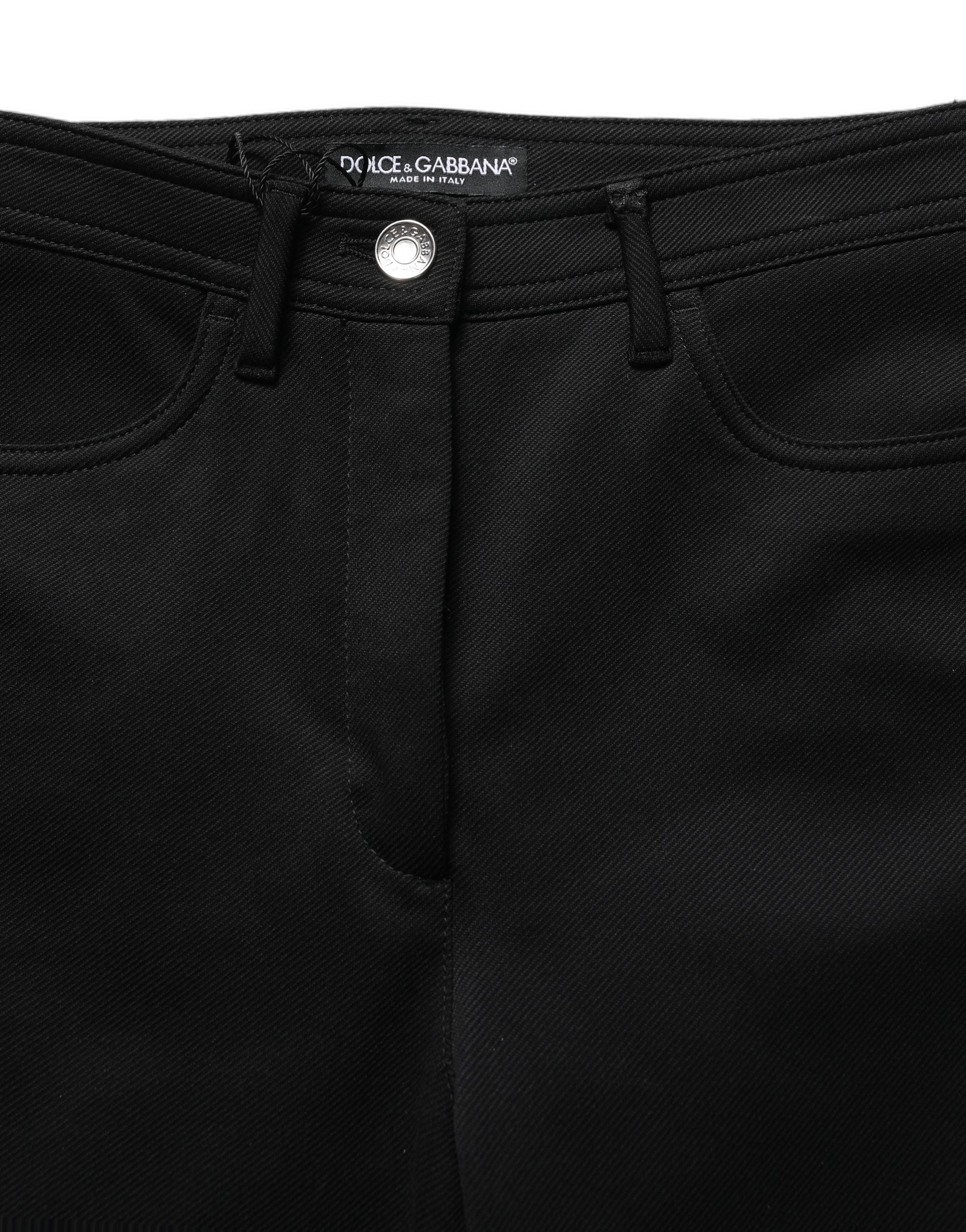 Dolce & Gabbana Black Nylon Stretch Skinny High Waist Pants Dolce & Gabbana