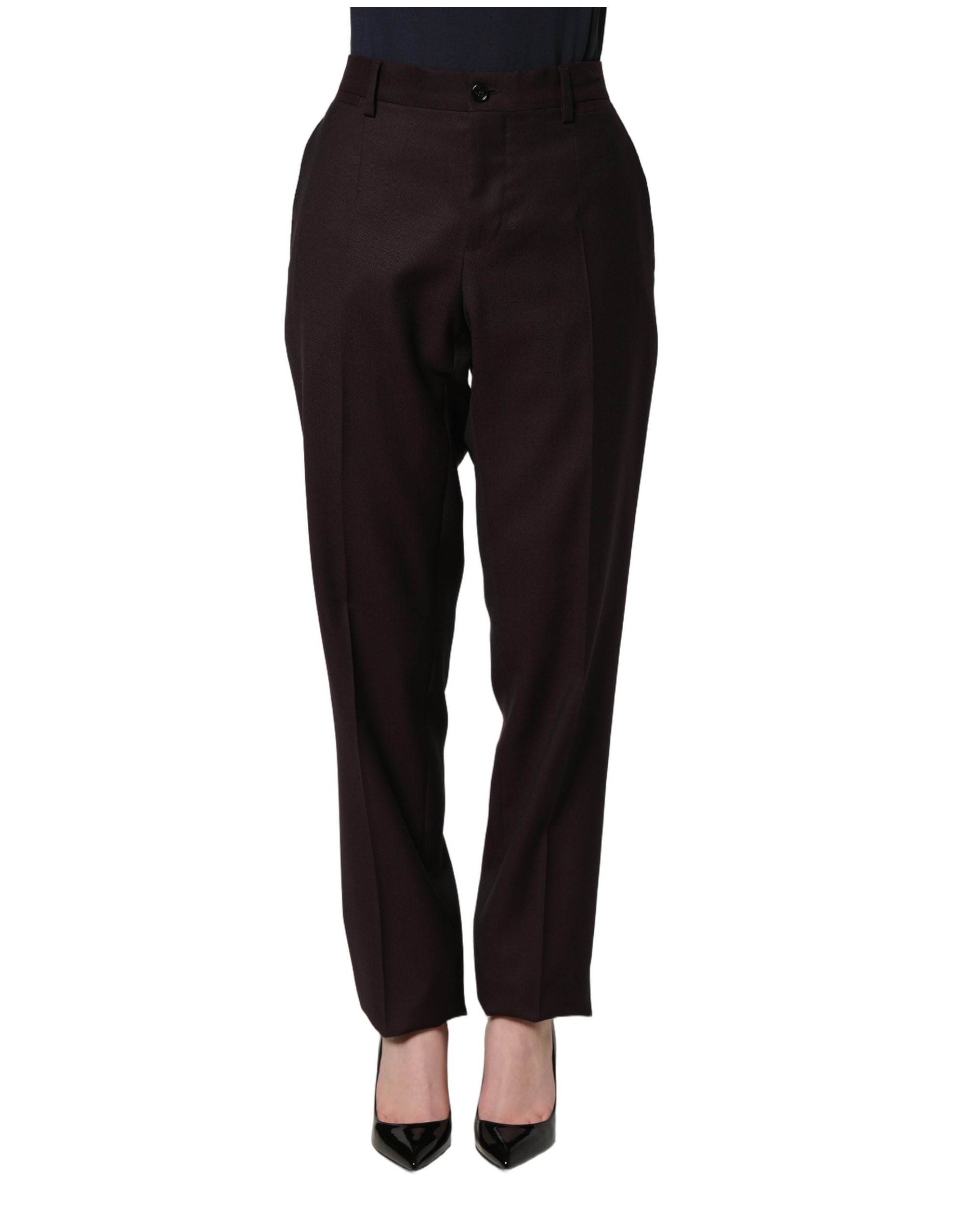 Dolce & Gabbana Brown Straight Leg Dress Silk Trousers Pants Dolce & Gabbana