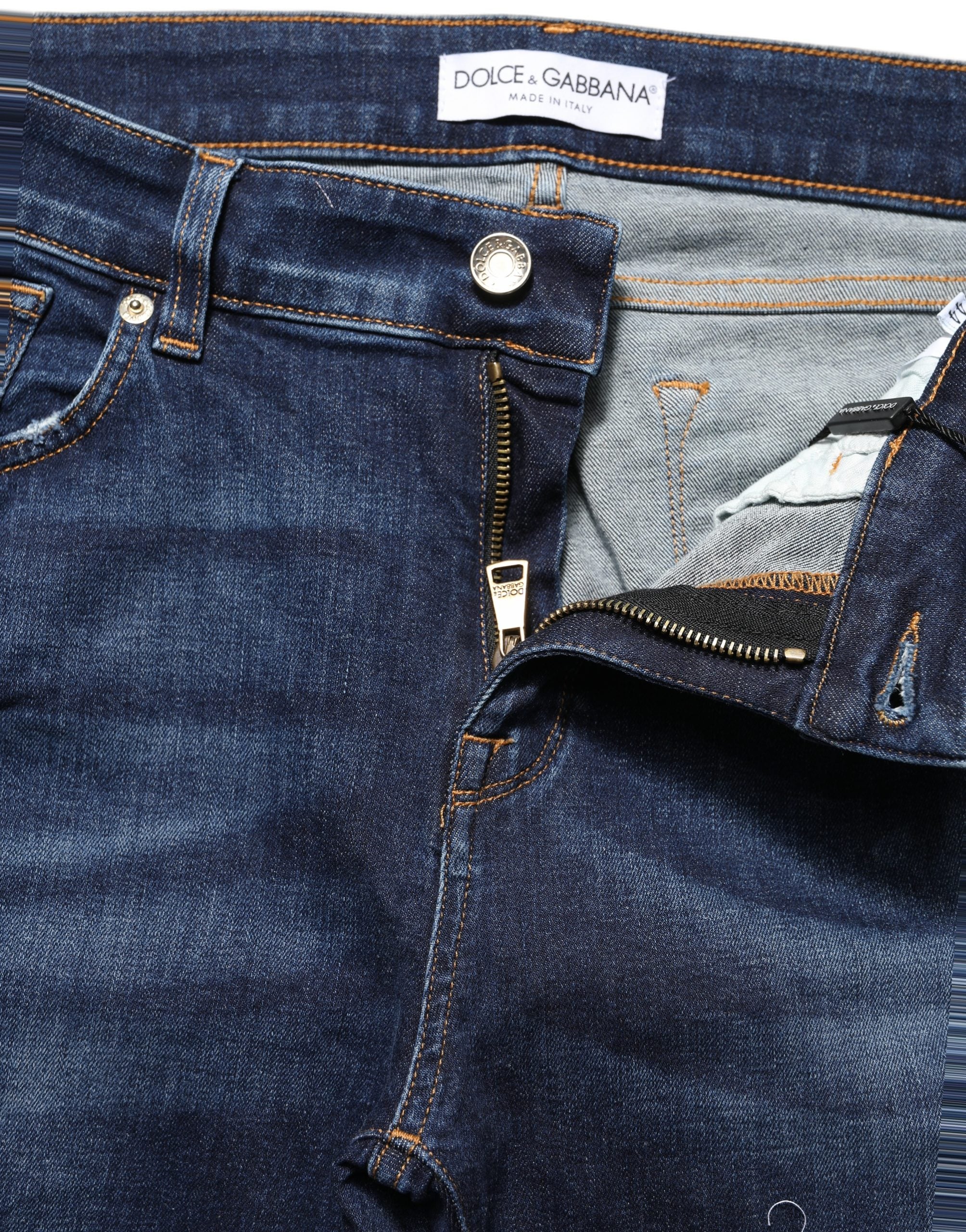 Dolce & Gabbana Blue Distressed Skinny Cotton Denim Jeans Dolce & Gabbana