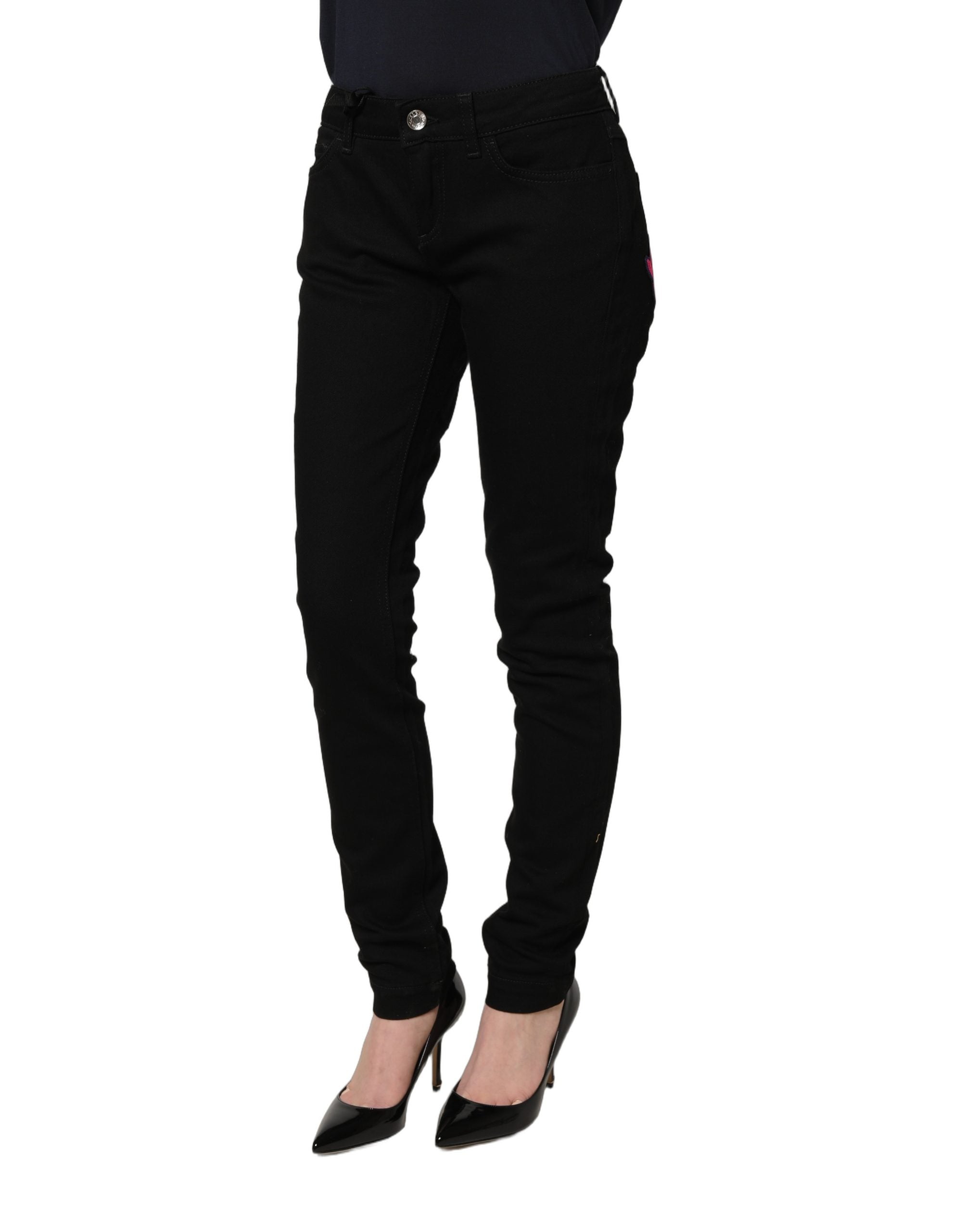 Dolce & Gabbana Black Queen Embroidery PRETTY Denim Jeans Dolce & Gabbana
