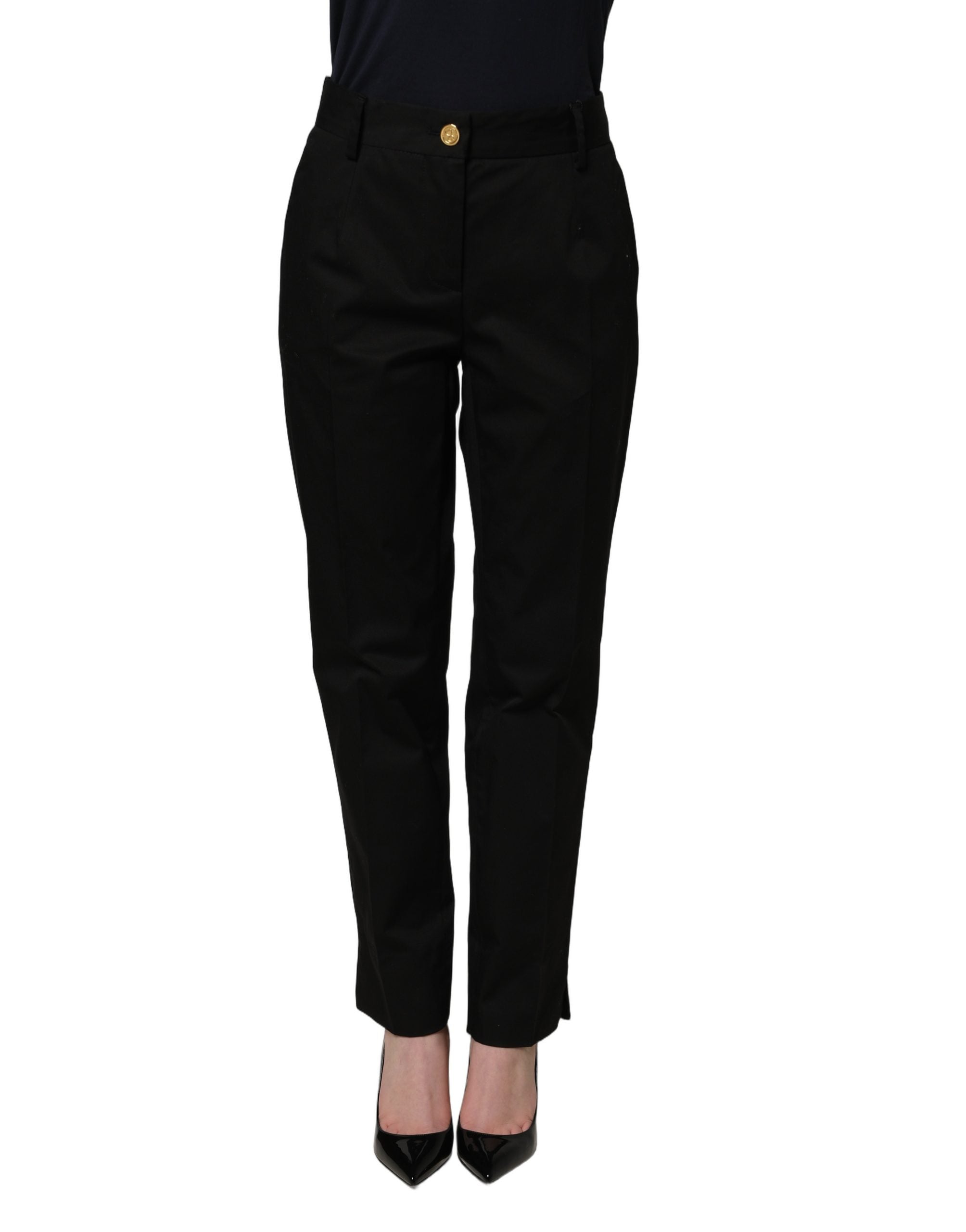 Dolce & Gabbana Black Tapered Leg Dress Cotton Trousers Pants Dolce & Gabbana
