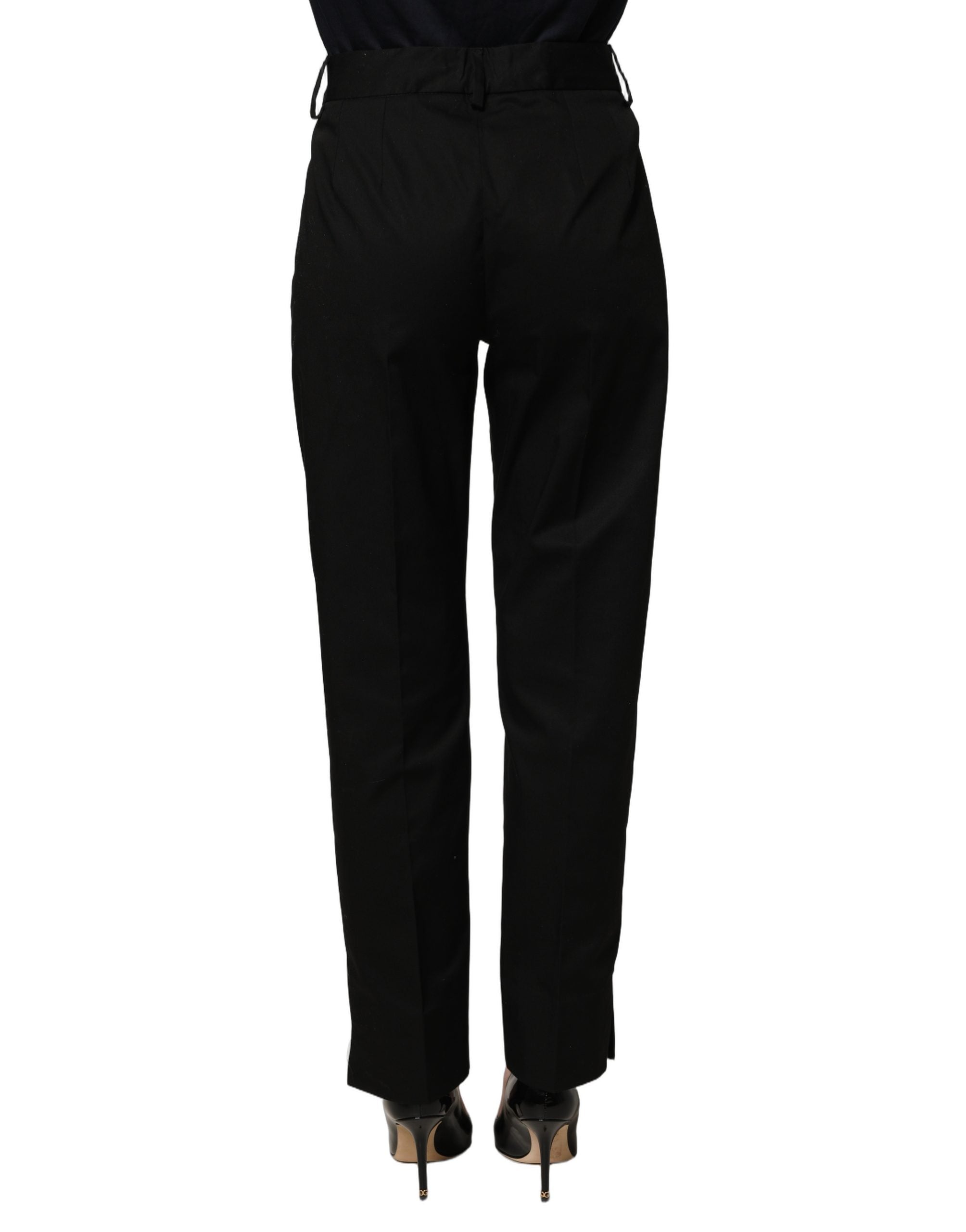 Dolce & Gabbana Black Tapered Leg Dress Cotton Trousers Pants Dolce & Gabbana