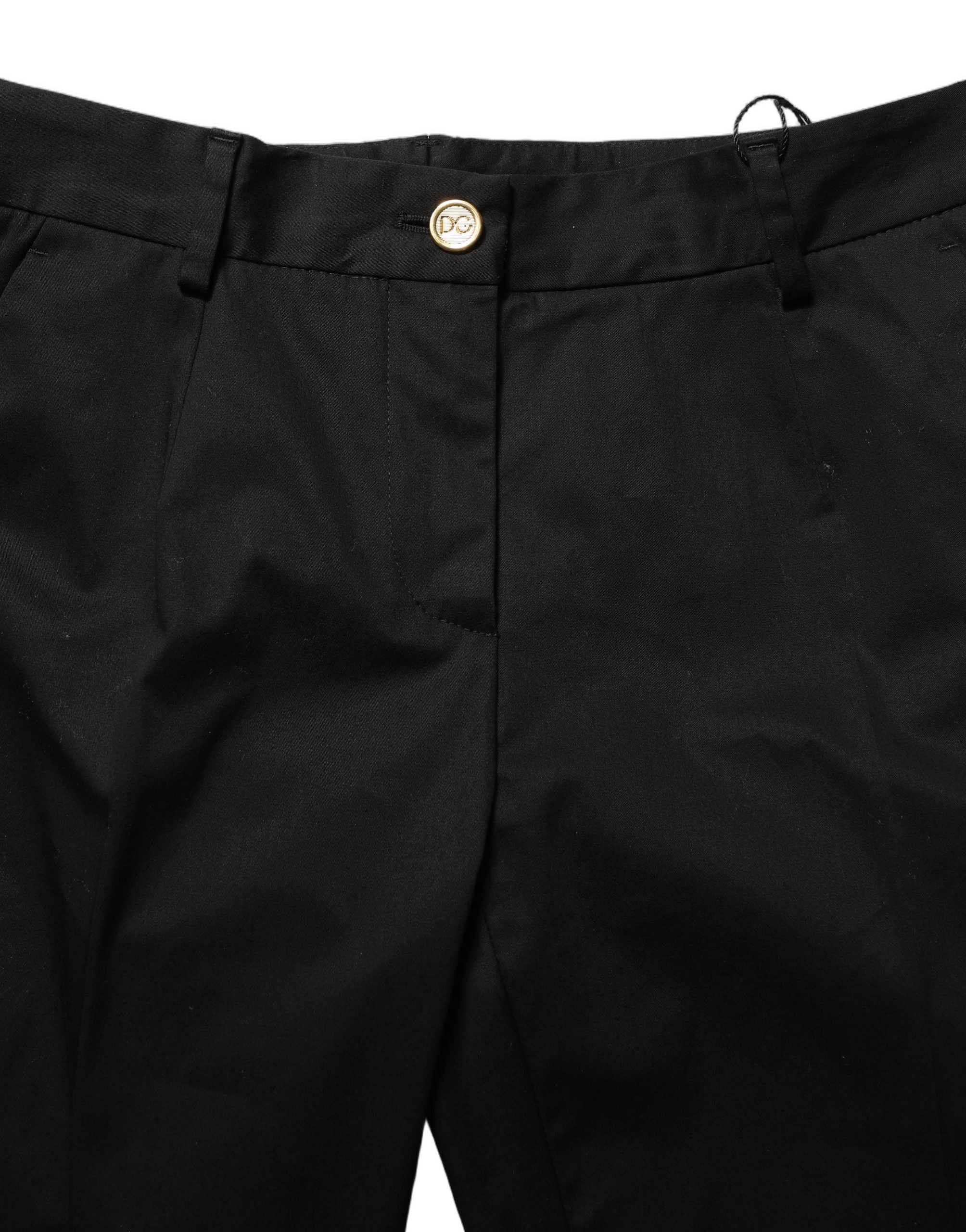 Dolce & Gabbana Black Tapered Leg Dress Cotton Trousers Pants Dolce & Gabbana