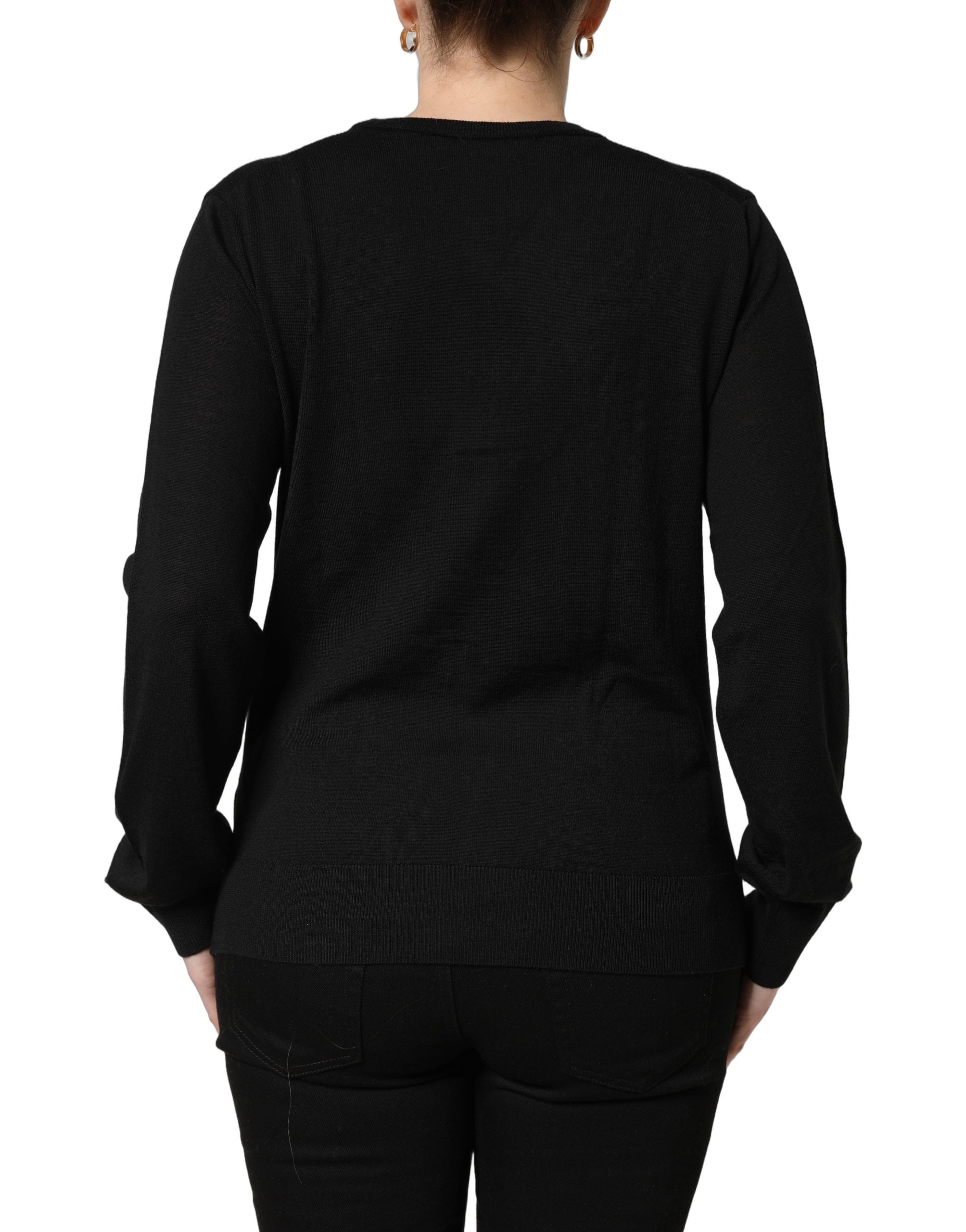 Dolce & Gabbana Black Wool Knit Button Cardigan Sweater Dolce & Gabbana